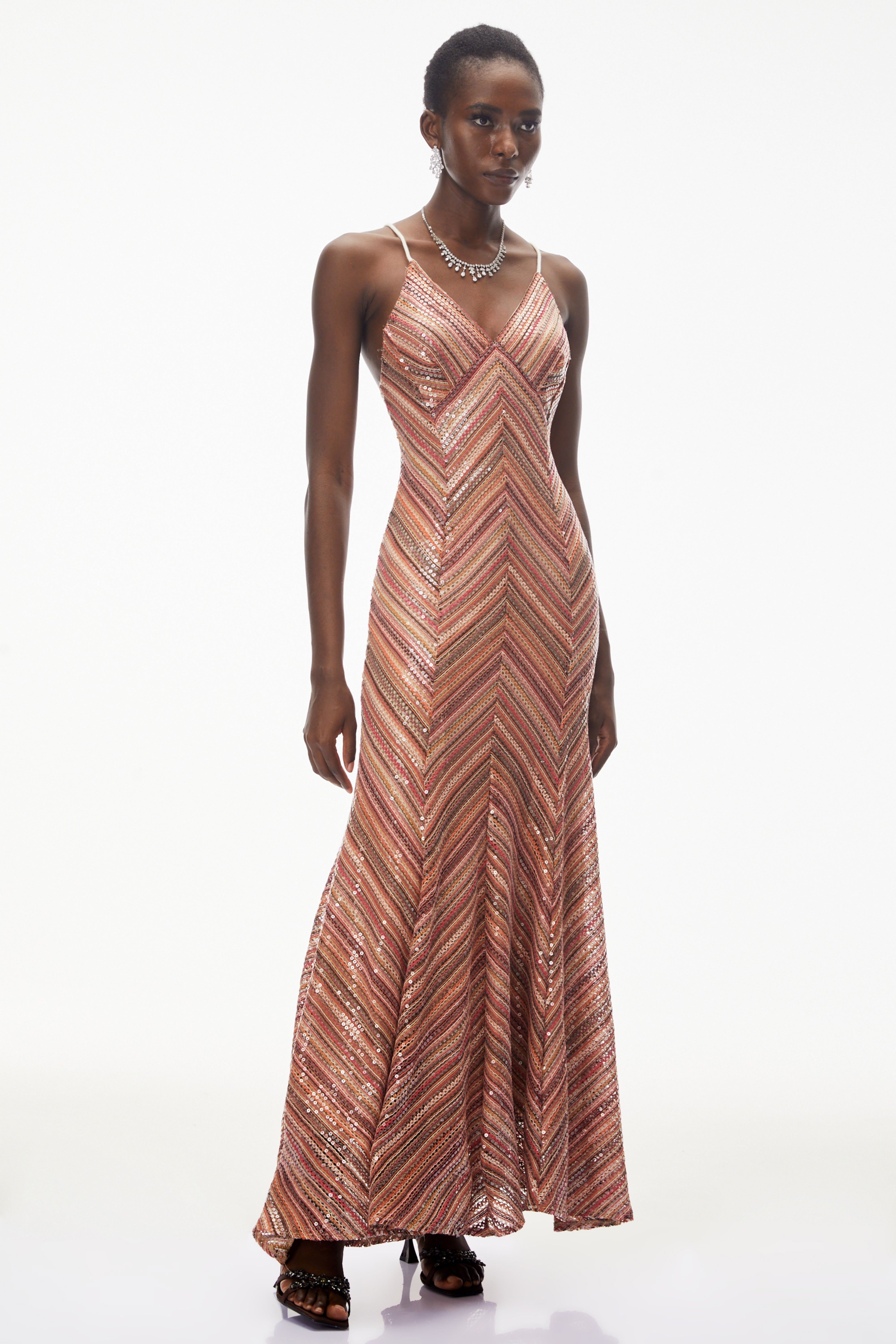 Raisa Red Striped Pattern Maxi Dress