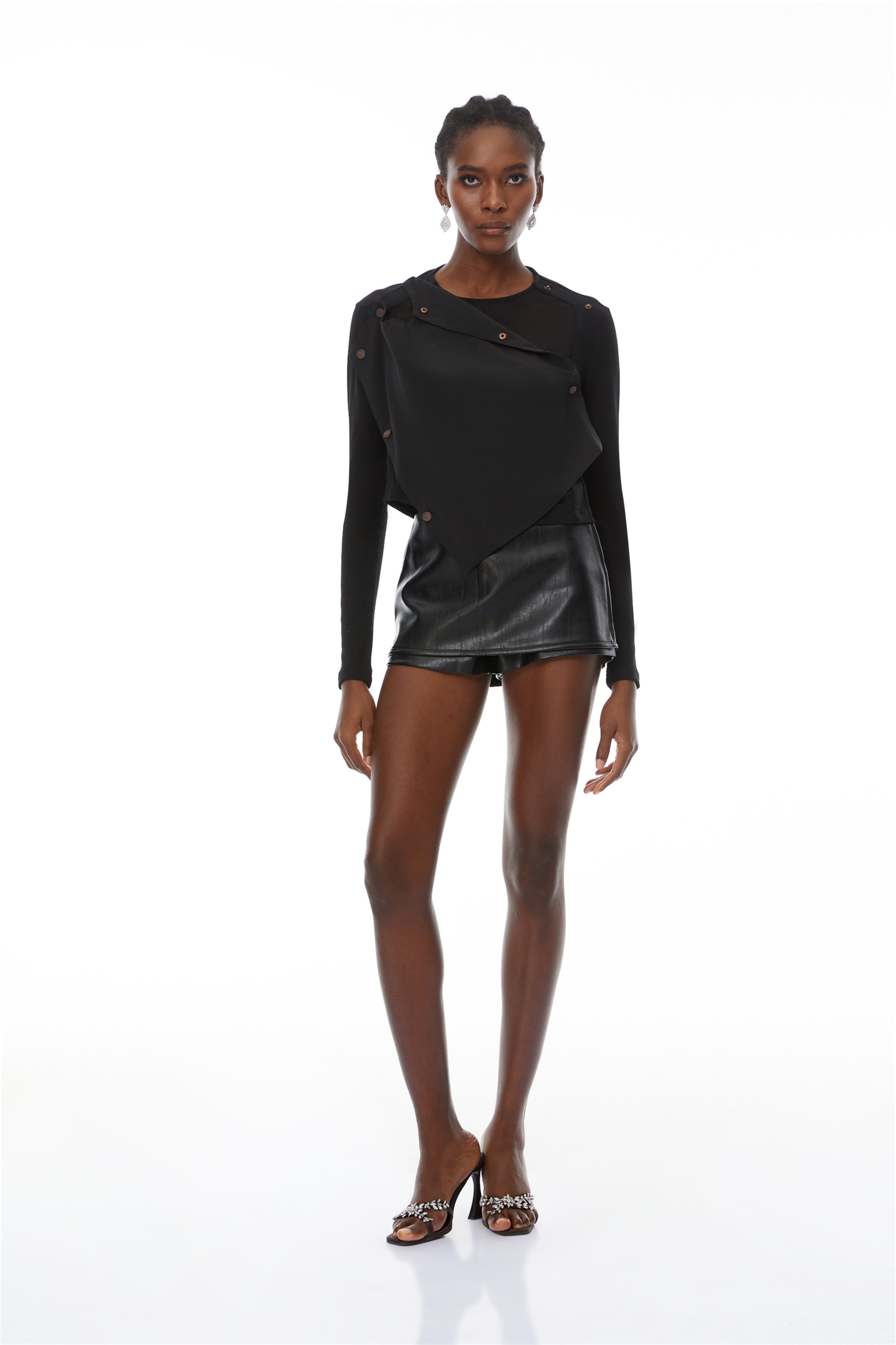 Regina Black Asymmetrical Design Knit Top (Final Sale)