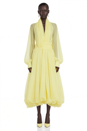 Riley Yellow Draped Tulle Maxi Dress