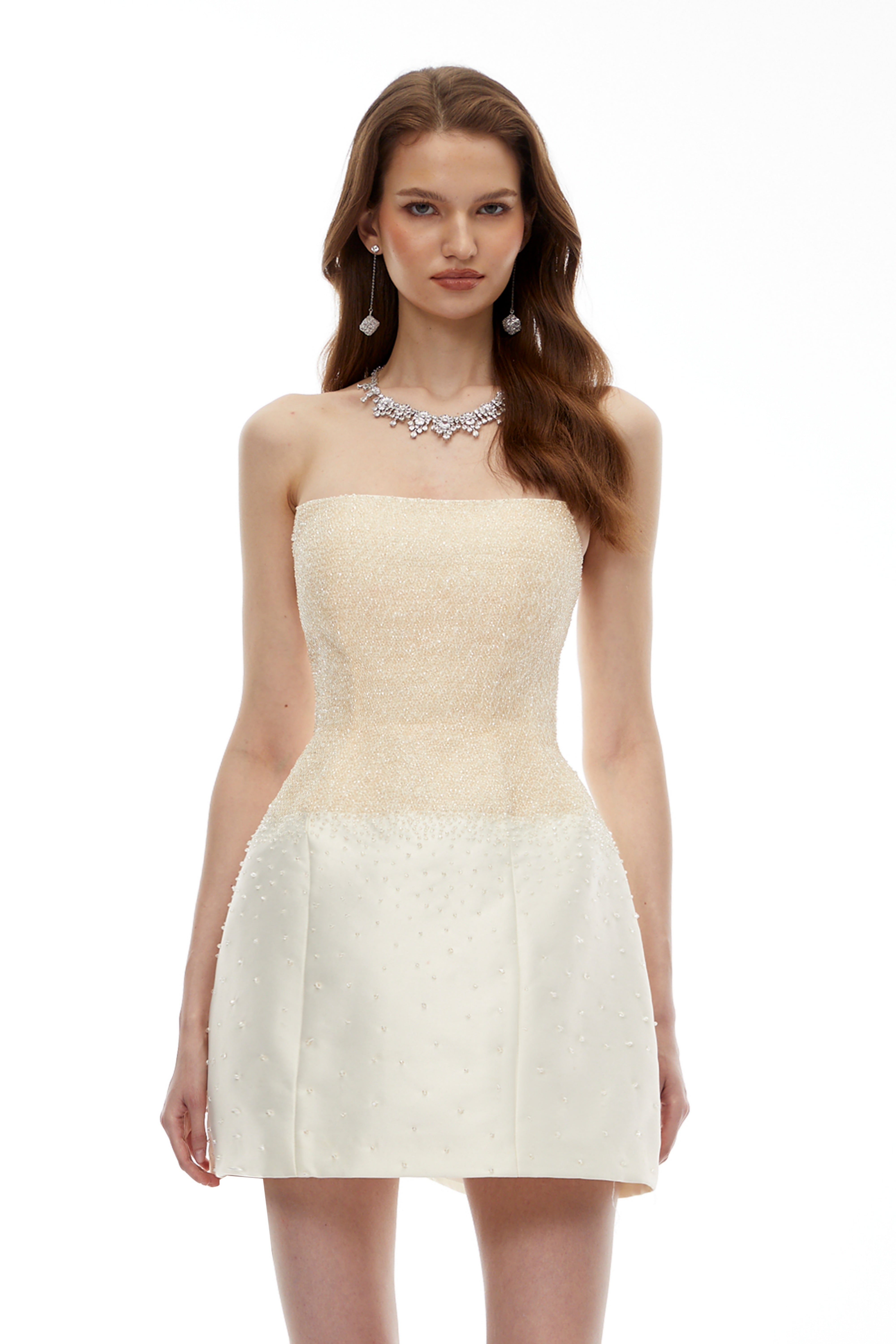 Rocía Champagne Off Shoulder Mini Dress (Final Sale)