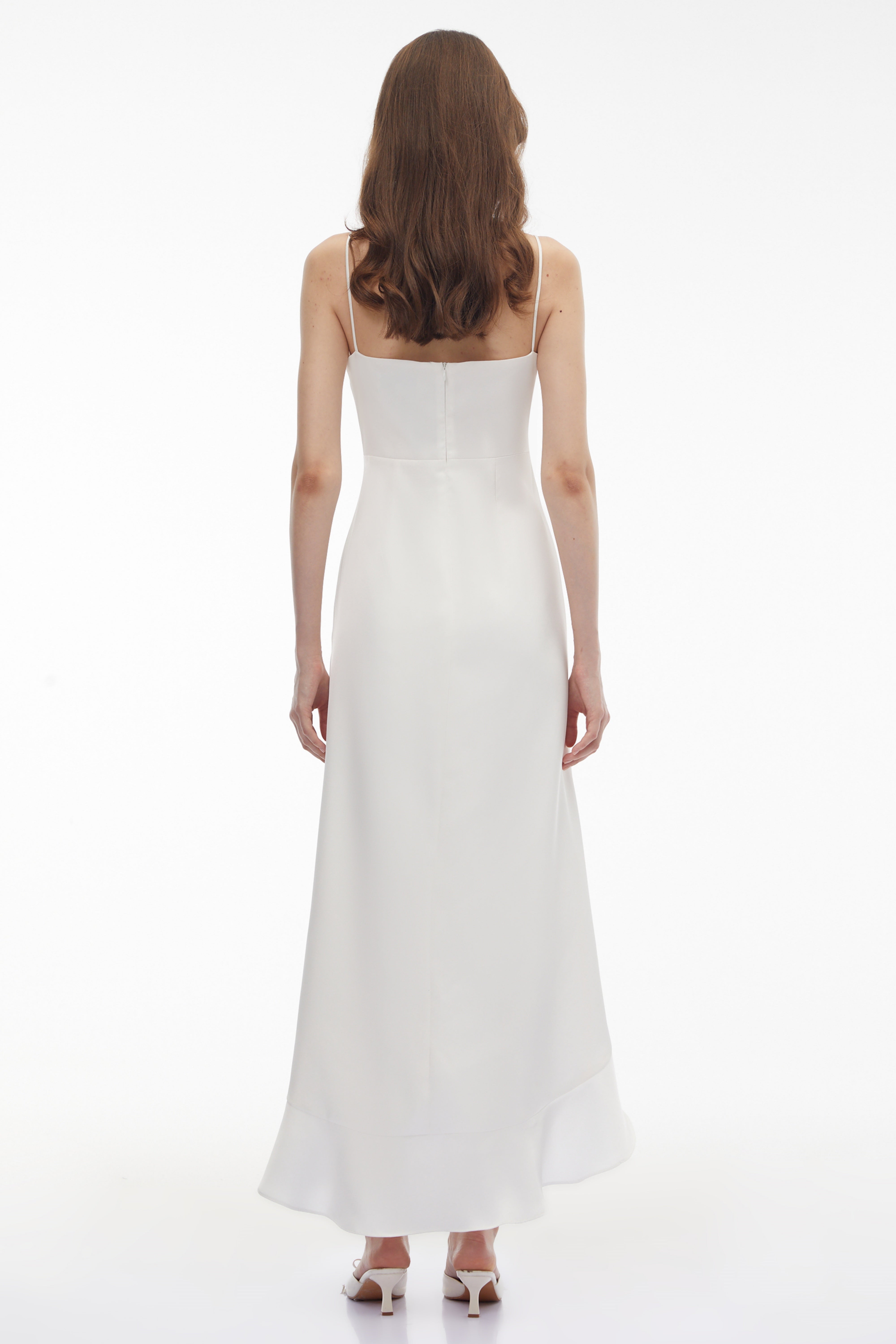 Rosie White Ruffled Maxi Dress with 3D Floral