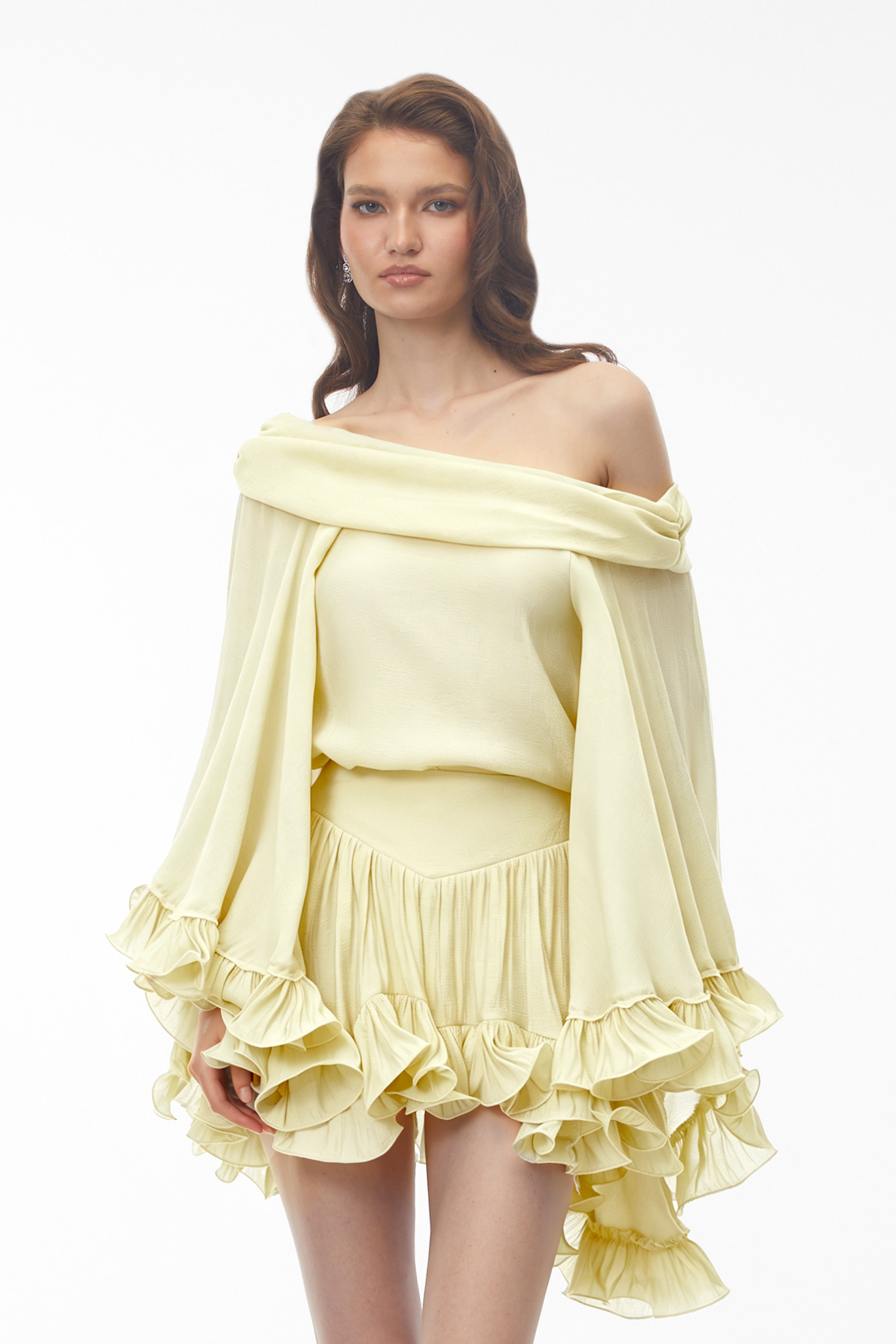 Rowan Cream Off Shoulder Top & Skirt Set