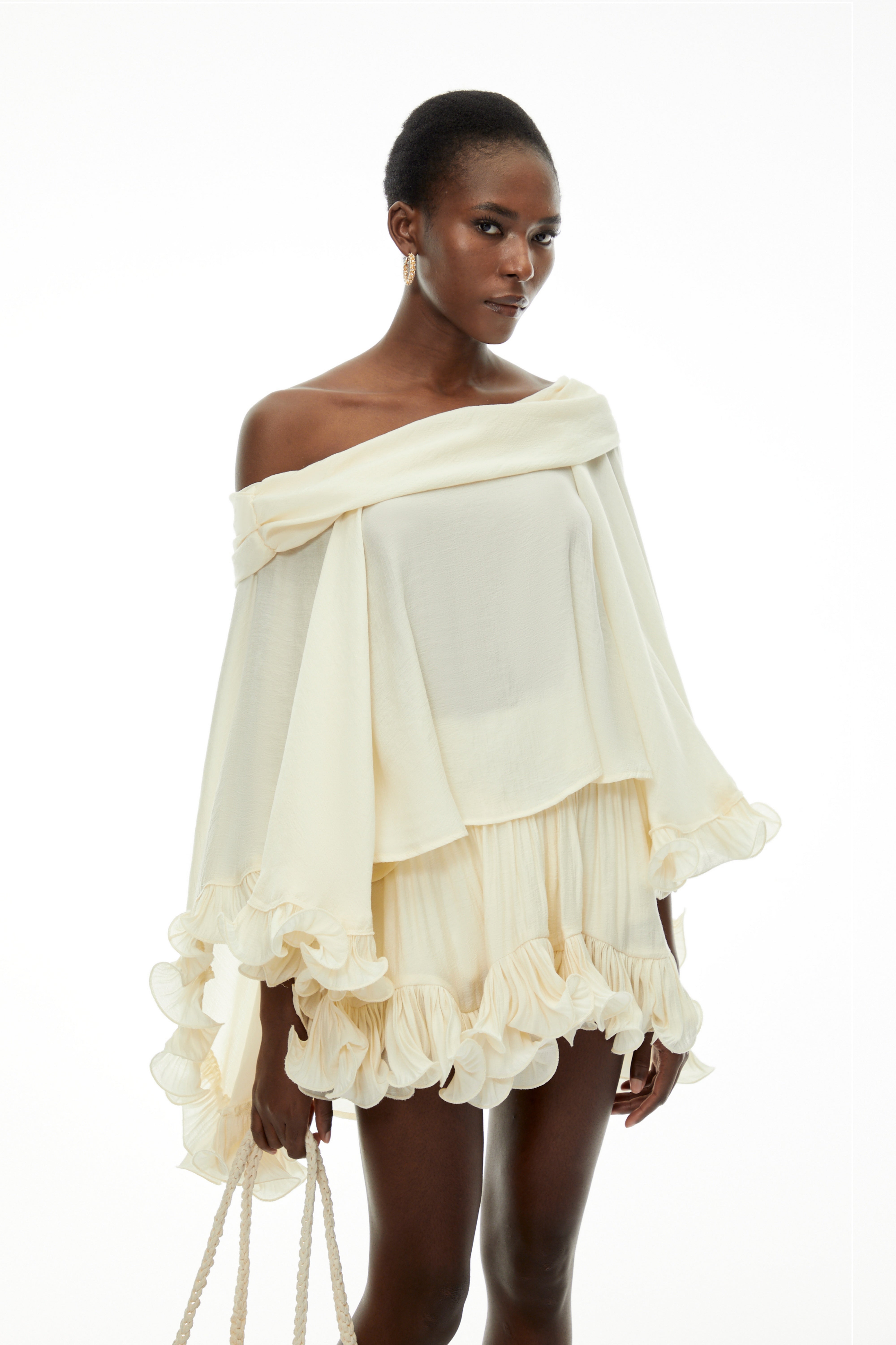 Rowan Cream Off Shoulder Top & Skirt Set