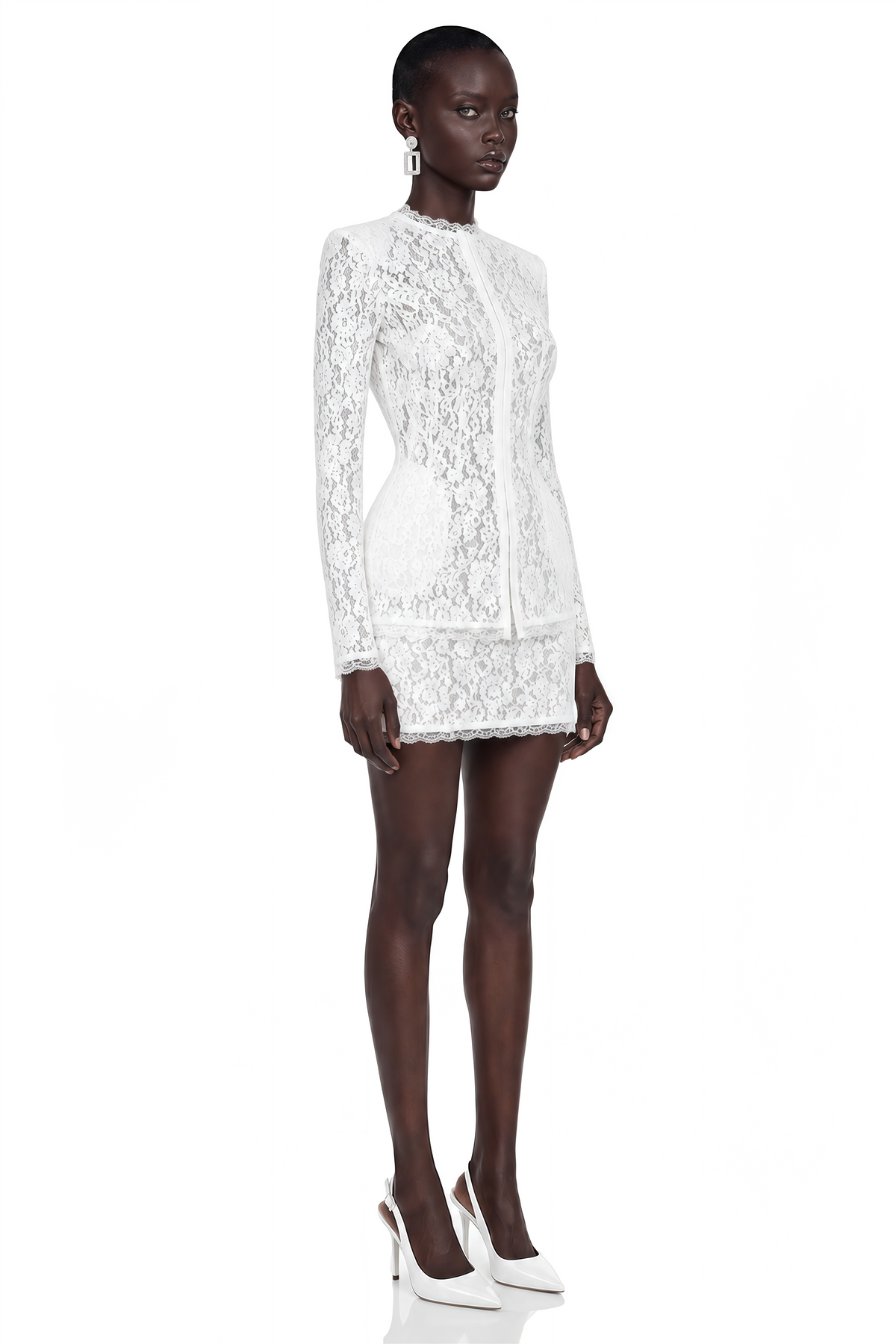 roxane white lace structured jacket