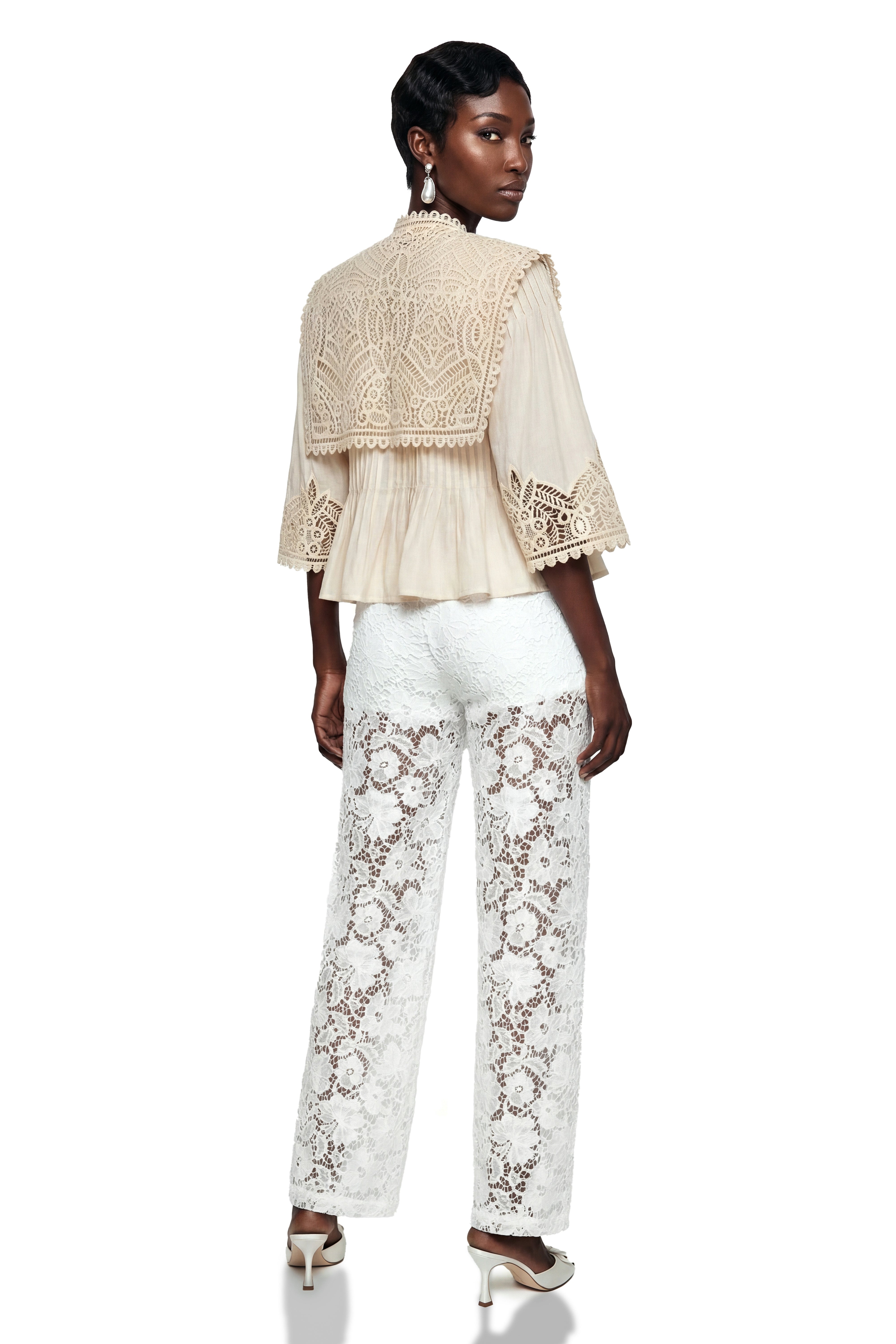 Ruby Cream Cut-Out Lace Blouse