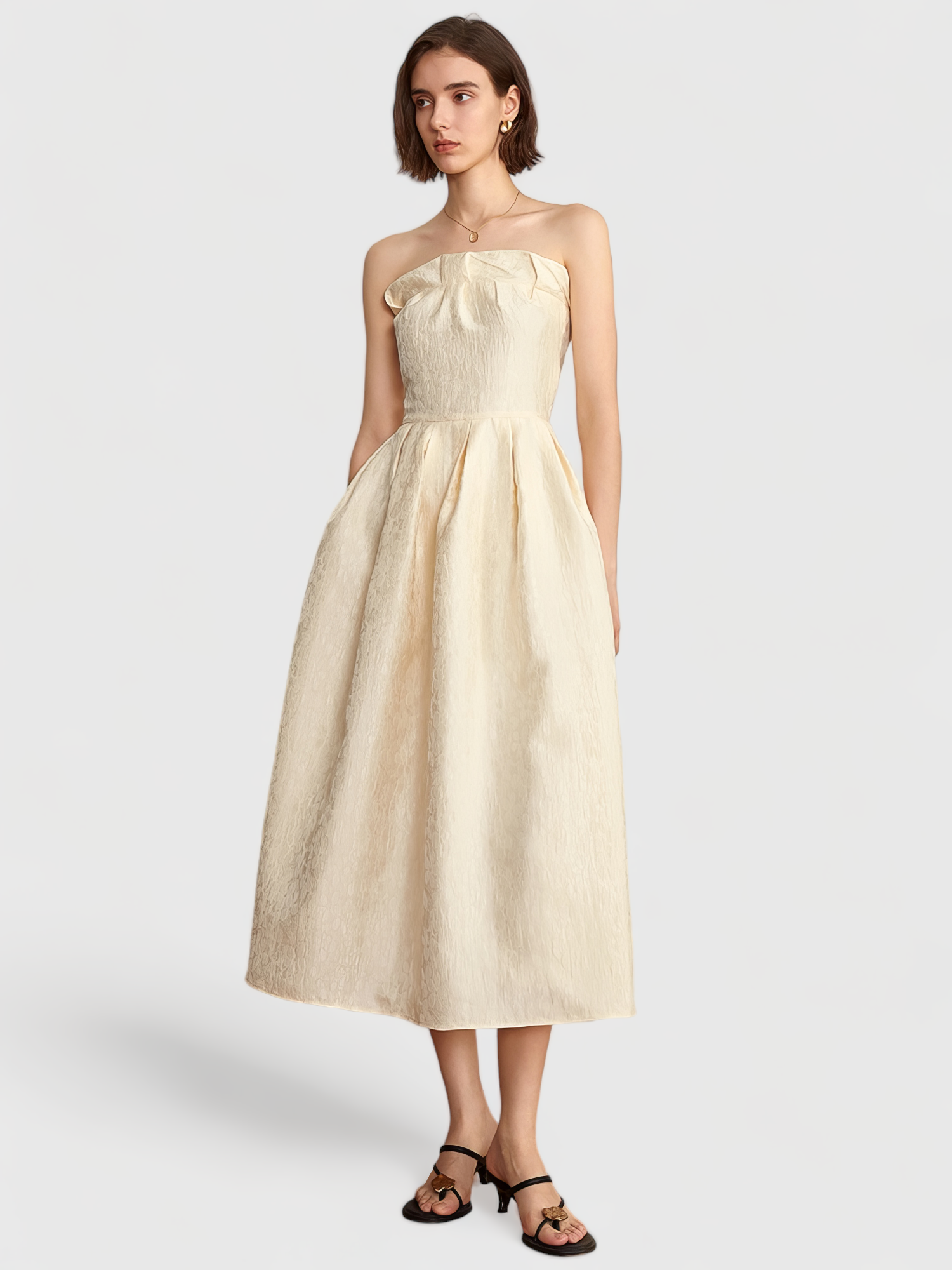 Maxi Strapless Dress - Beige