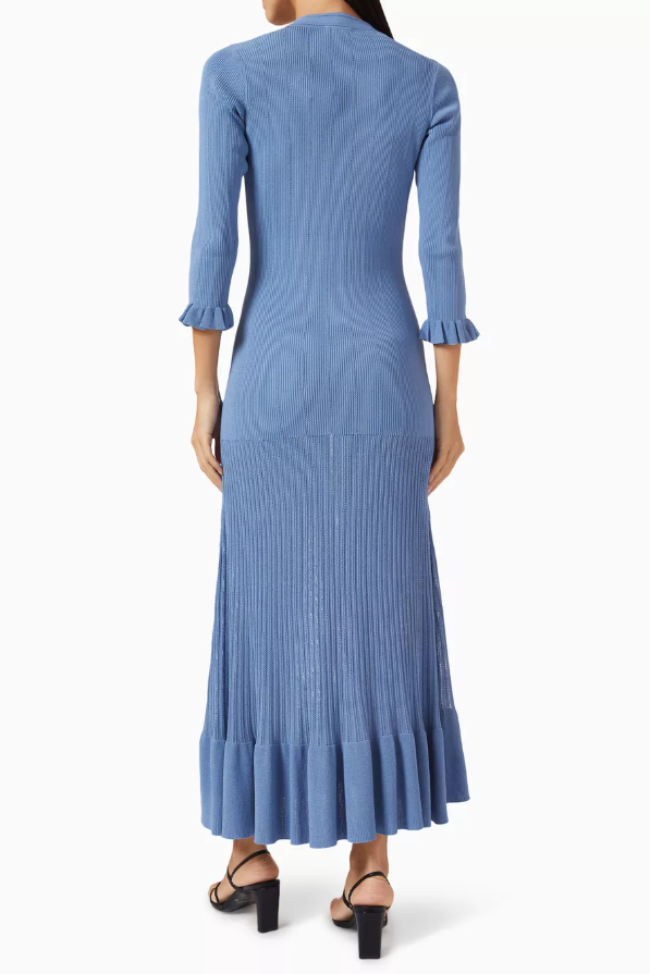 Sandro Rib knitted midi dress - Blue
