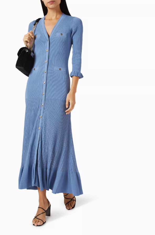 Sandro Rib knitted midi dress - Blue
