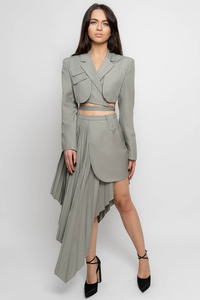 RISSY Asymmetrical Co-Ord Set - Grey