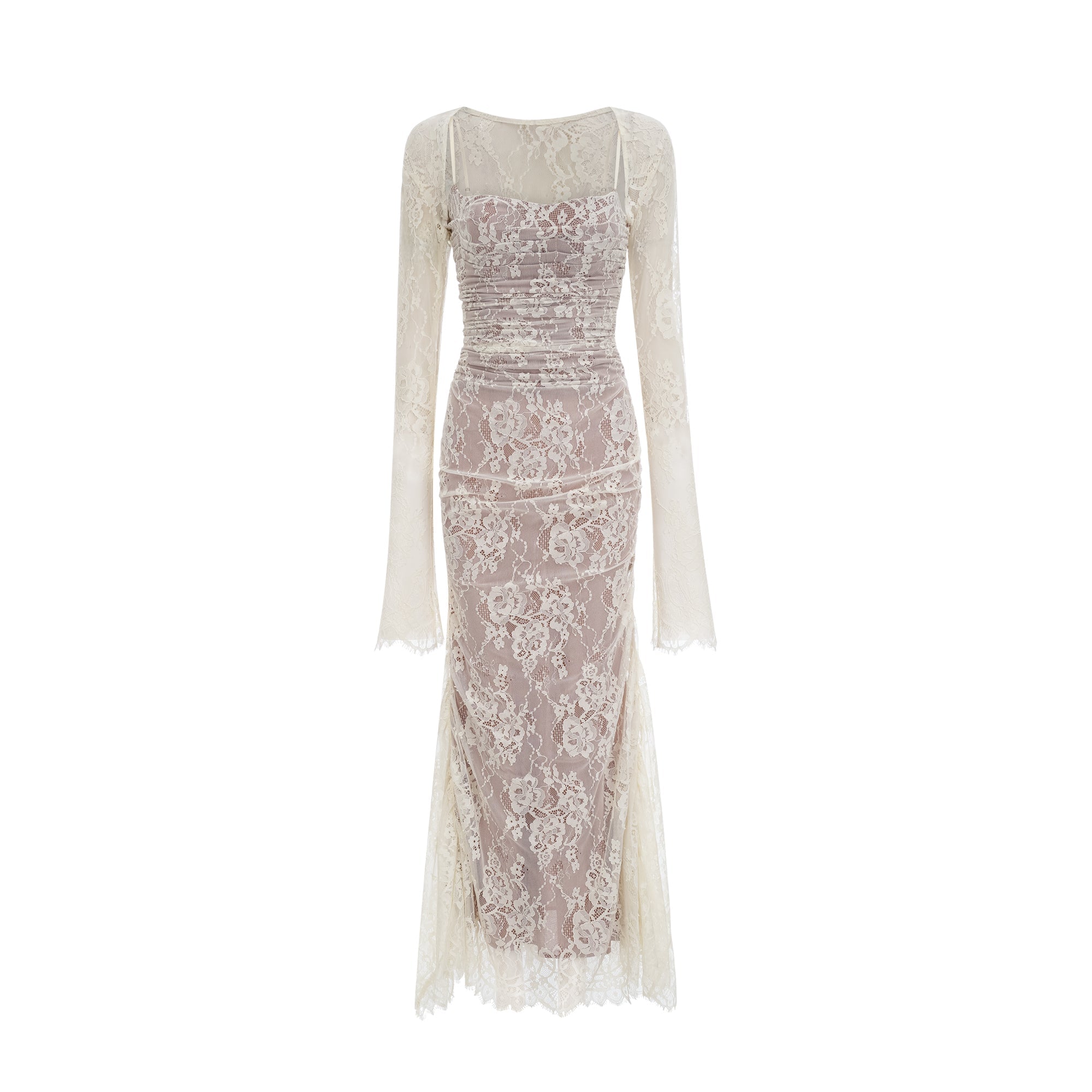 Valérie white floral lace mesh maxi dress (Final Sale-US Only)