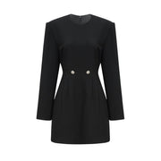 Magali black hourglass shoulder-padded mini dress - Black