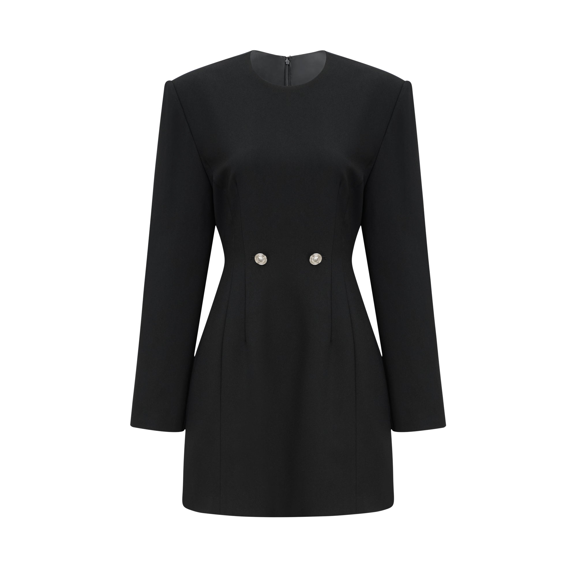 Magali black hourglass shoulder-padded mini dress - Black