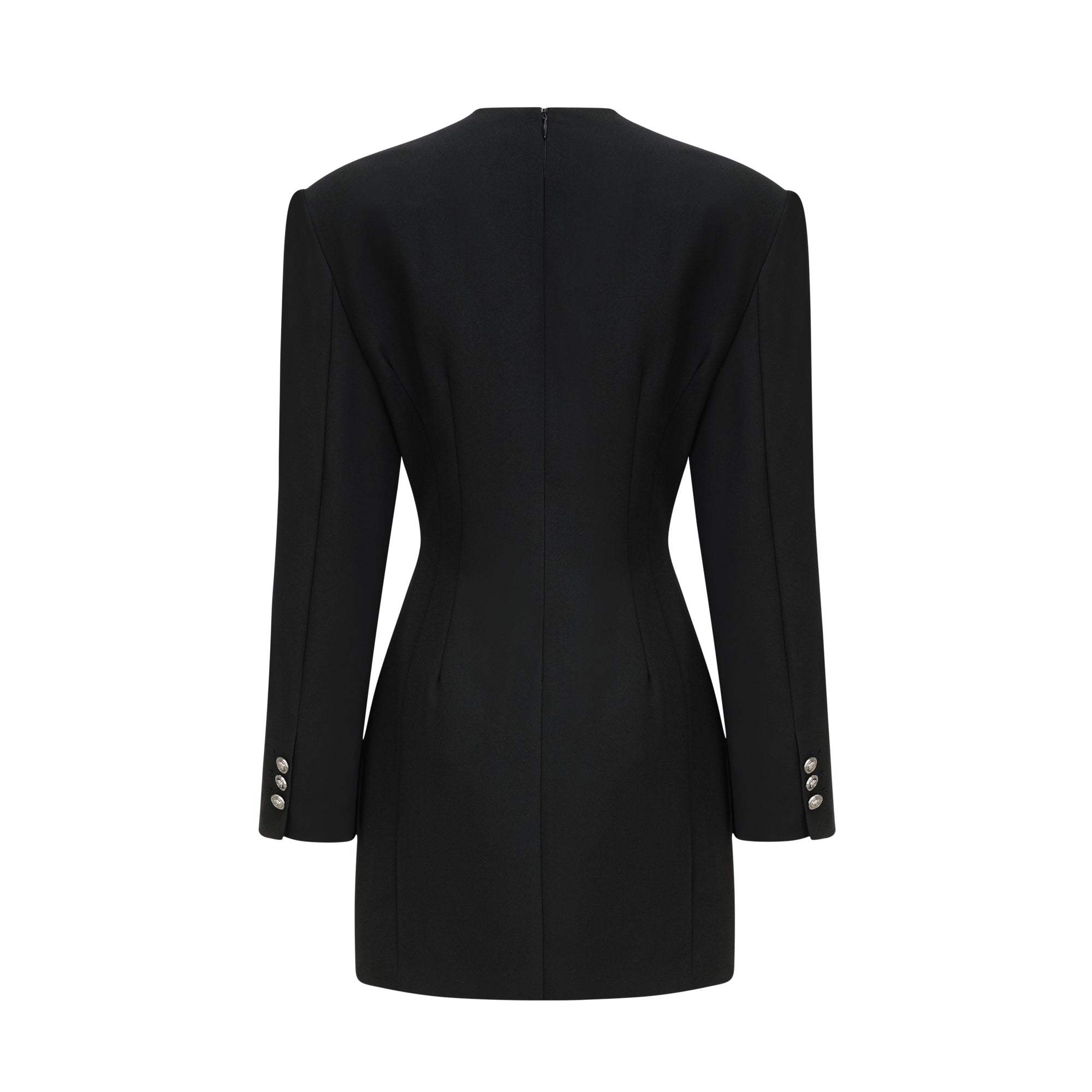 Magali black hourglass shoulder-padded mini dress - Black