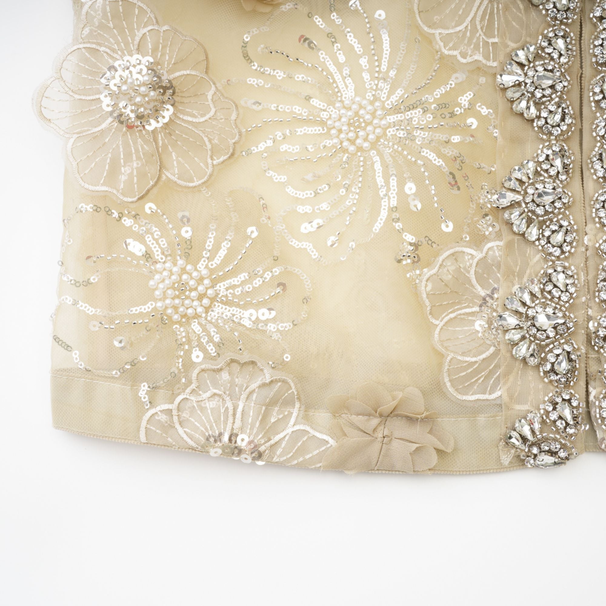 Liane semi-sheer flower beaded organza light luxury jacket (Final Sale-US Only)