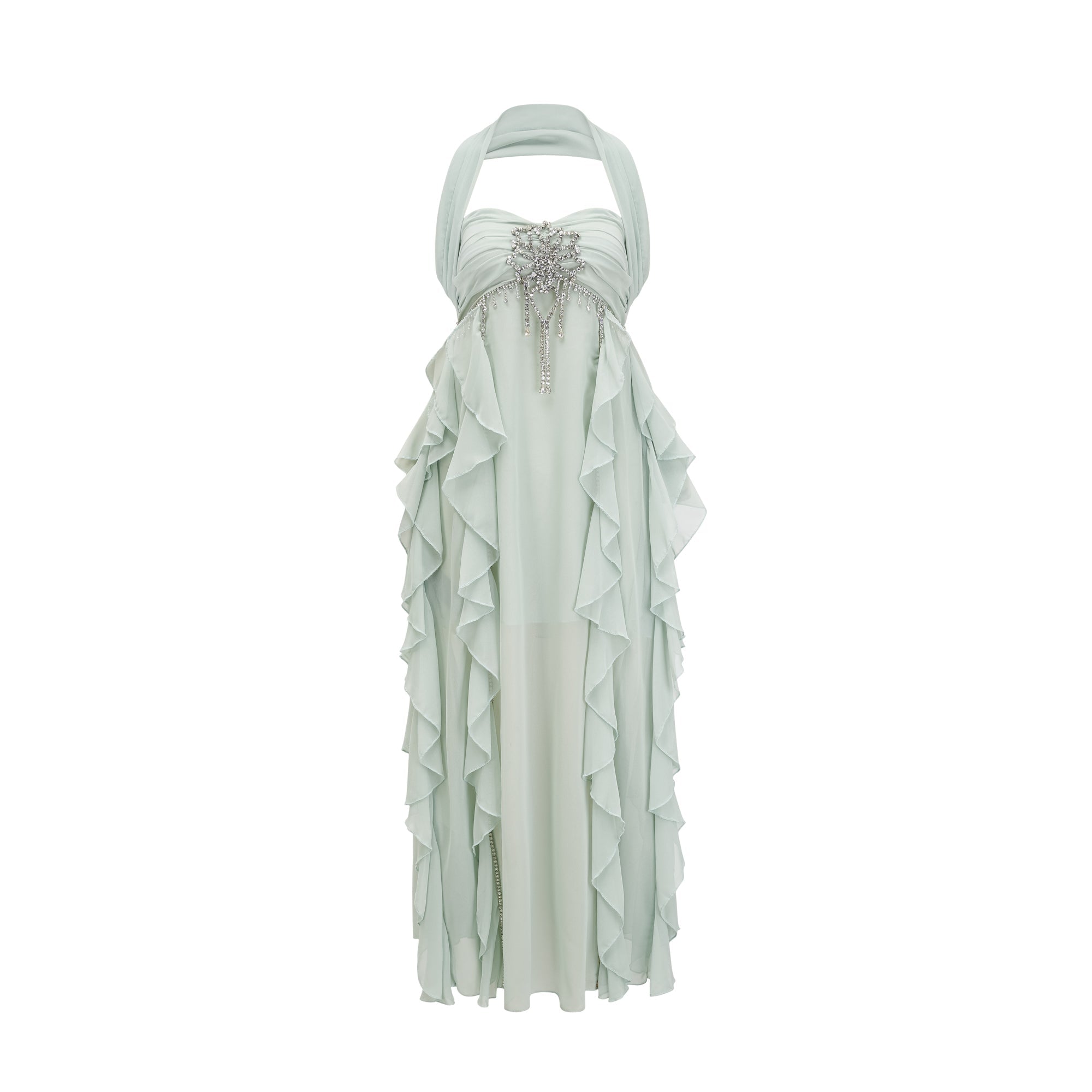 Salilah embellished ruffled midi dress（Final Sale）