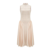 Safiya sleeveless pleated dress - White beige