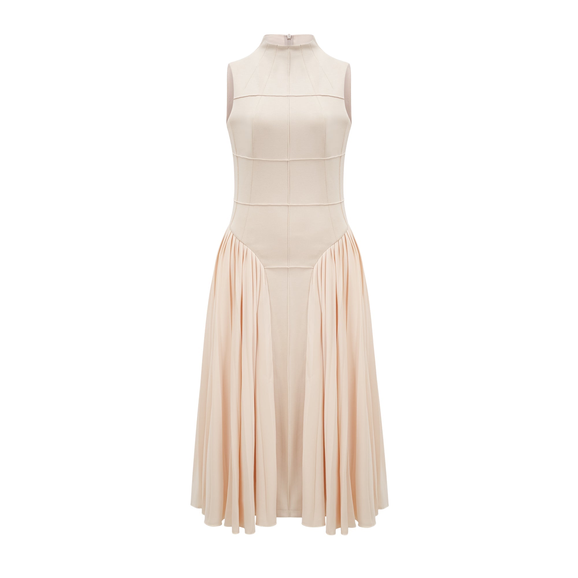 Safiya sleeveless pleated dress - White beige