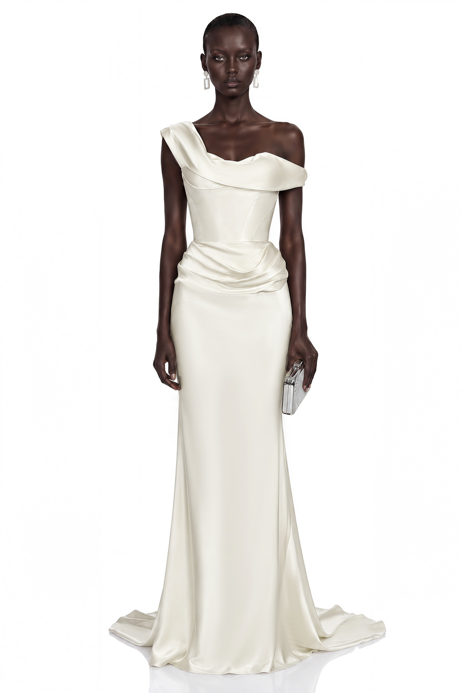 Salote White Off Shoulder Ruched Maxi Dress