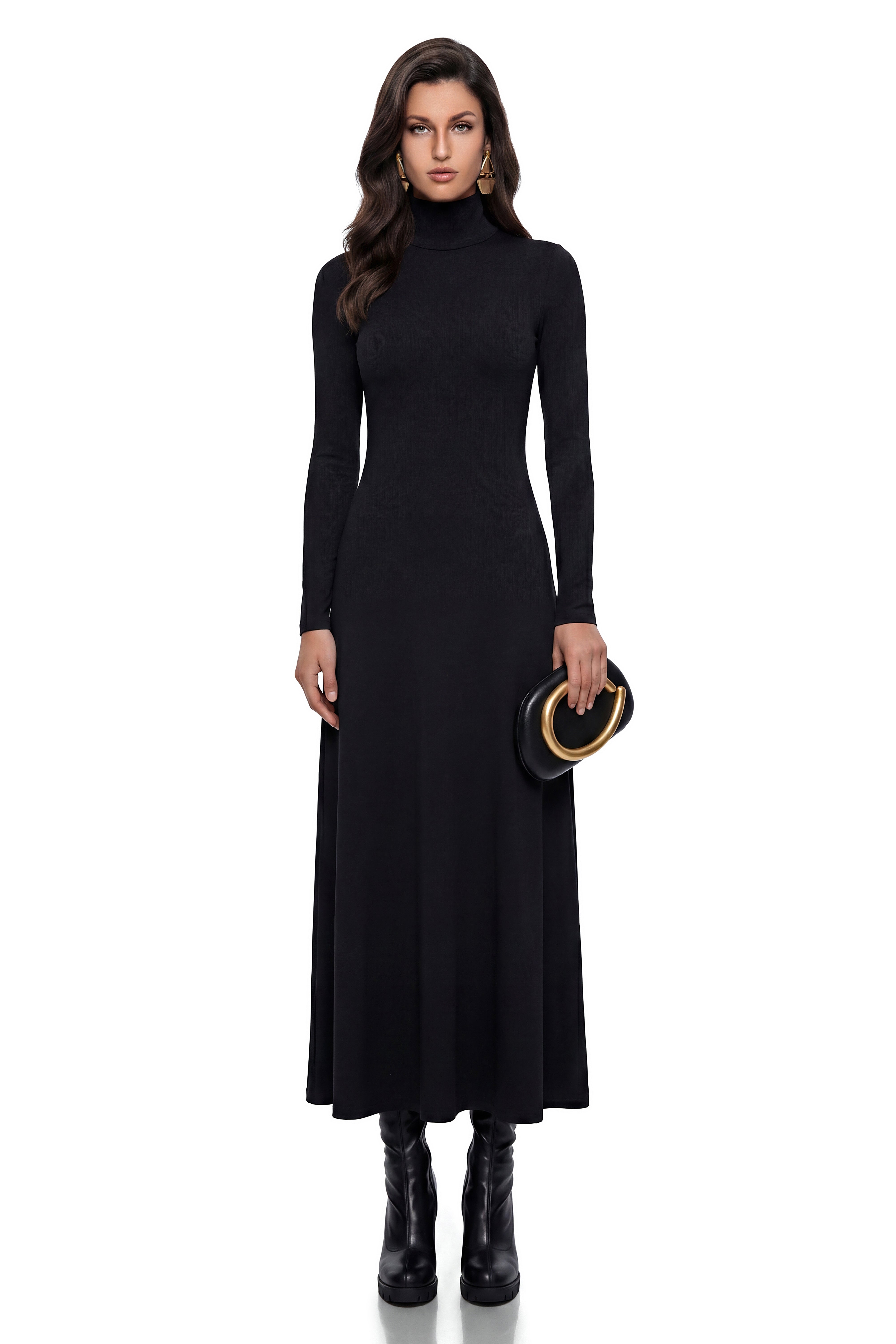 Sancha Black Slip Maxi Dress with Heart-Shaped Back