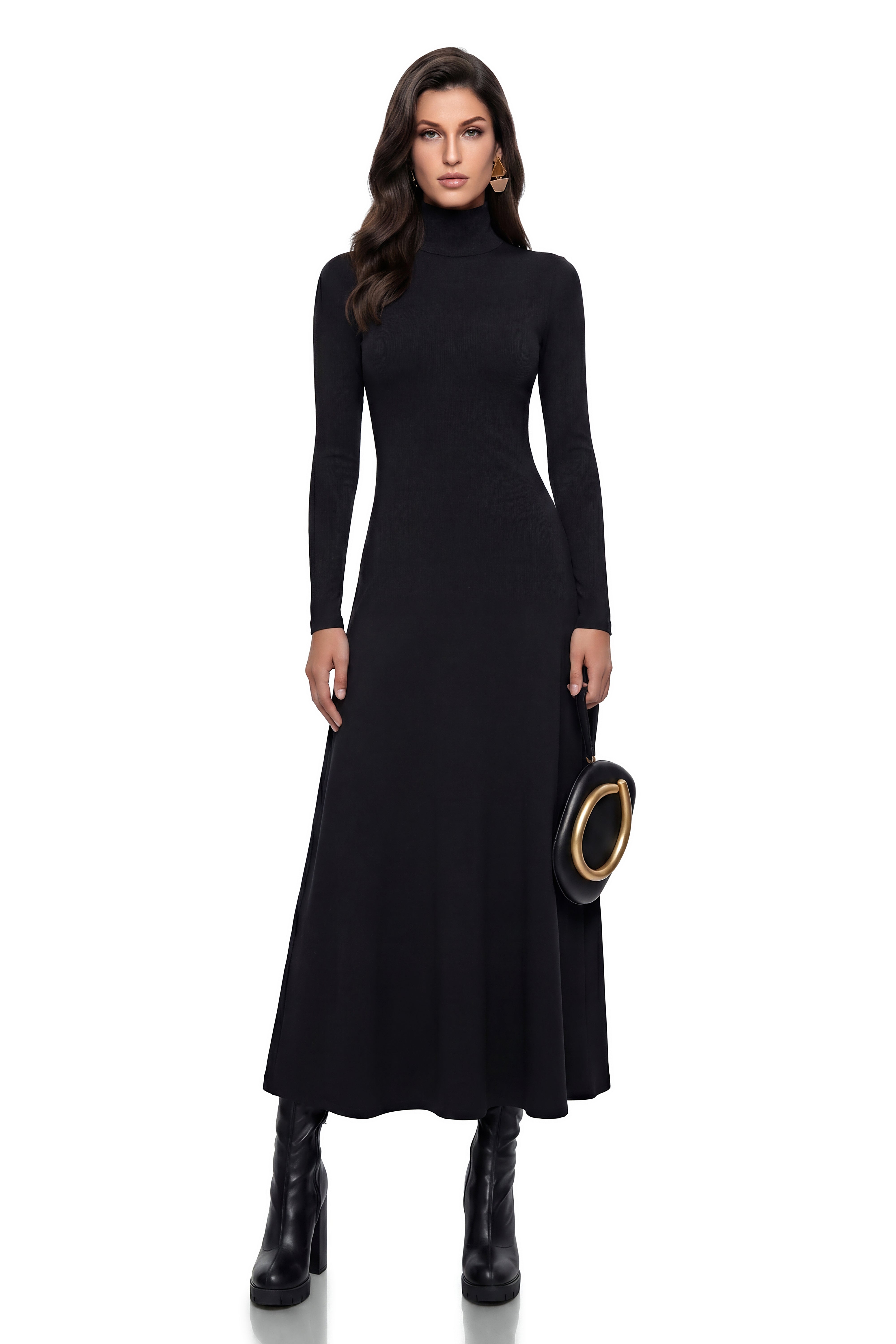 Sancha Black Slip Maxi Dress with Heart-Shaped Back