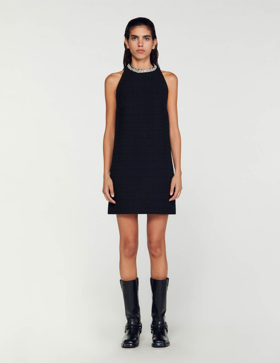 SANDRO Dress with jewellery collar