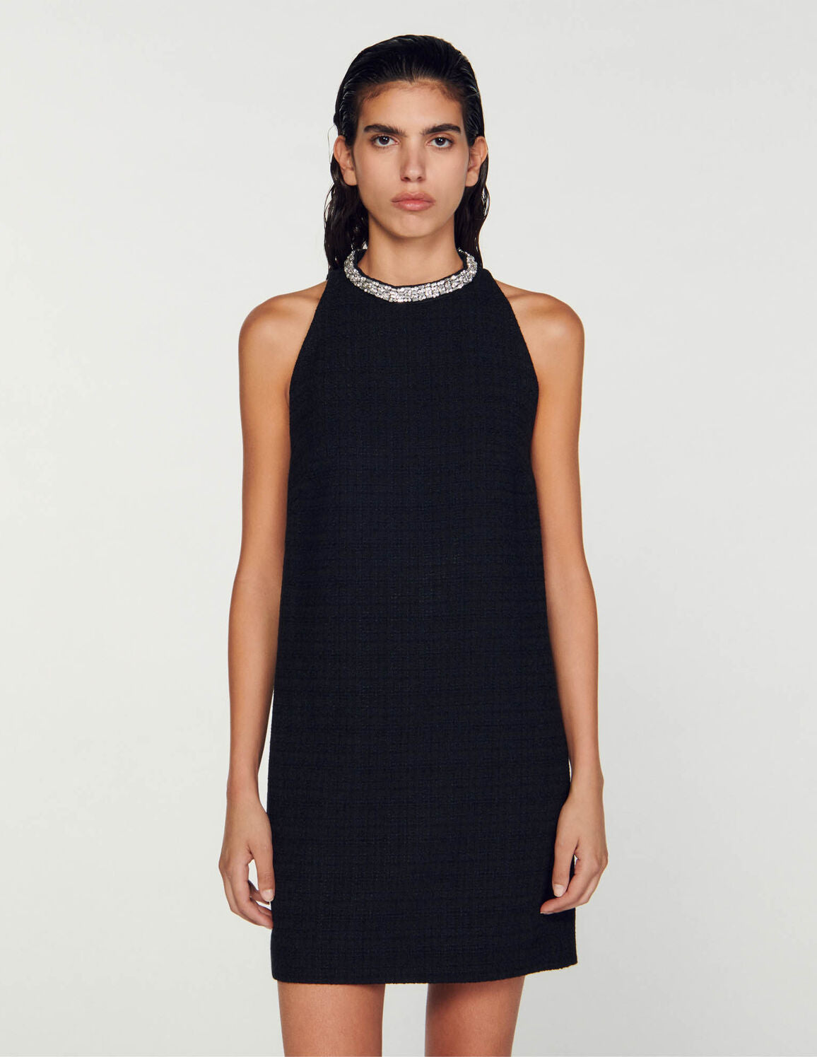 SANDRO Dress with jewellery collar