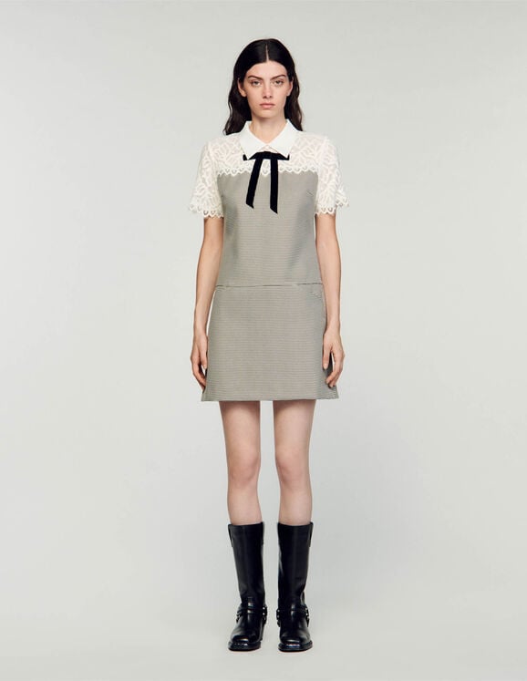 SANDRO  Two-material short dress