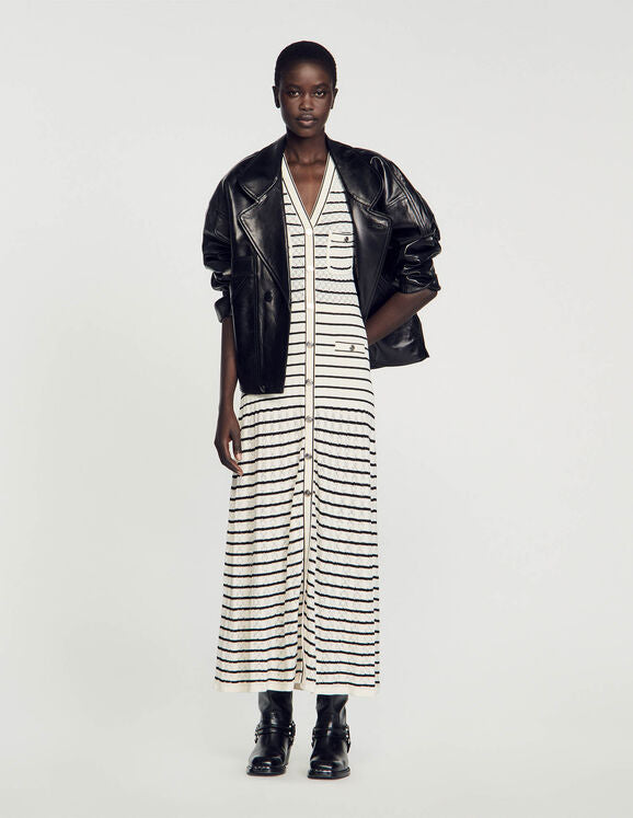 SANDRO  Striped knit midi dress