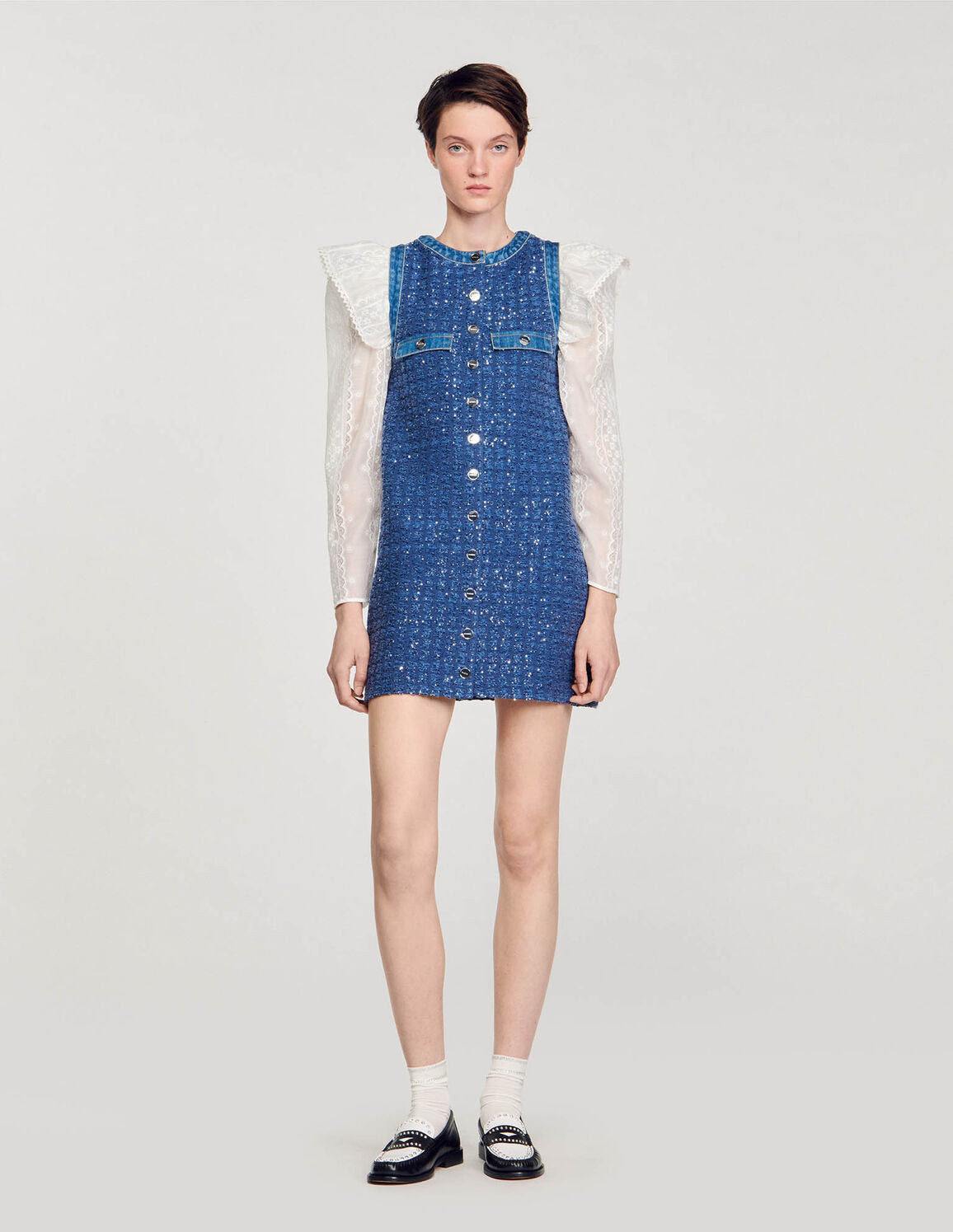 SANDRO  Short Tweed Trapeze Dress