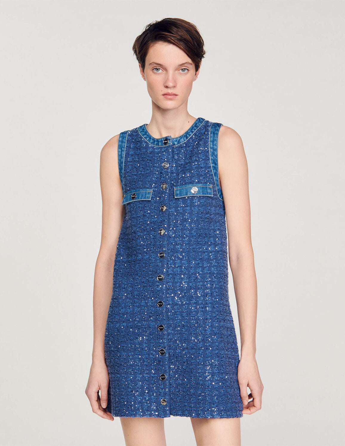 SANDRO  Short Tweed Trapeze Dress