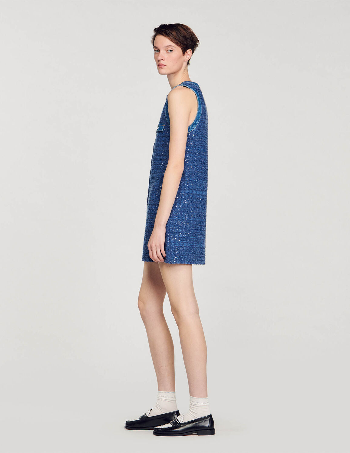 SANDRO  Short Tweed Trapeze Dress