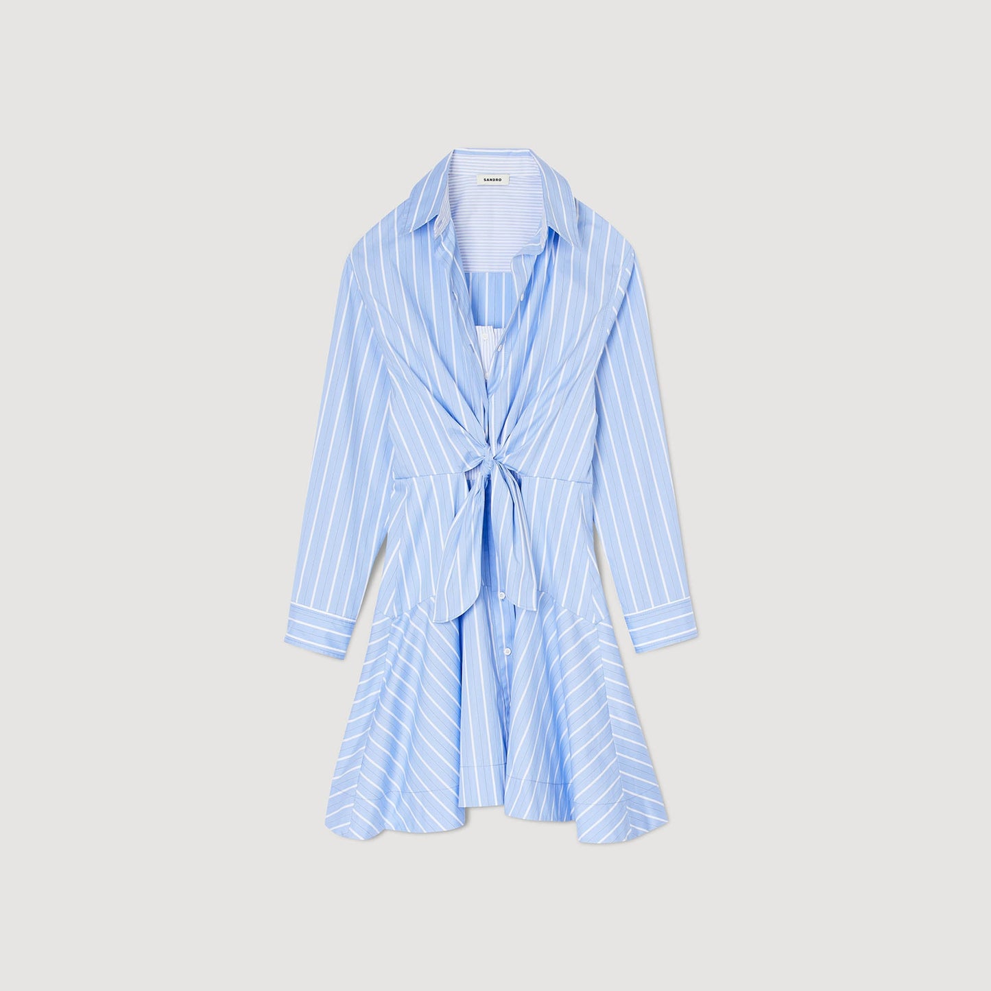 SANDRO  Striped tie-front shirt dress