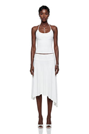 Sawda White Lace Panel Top & Skirt Set