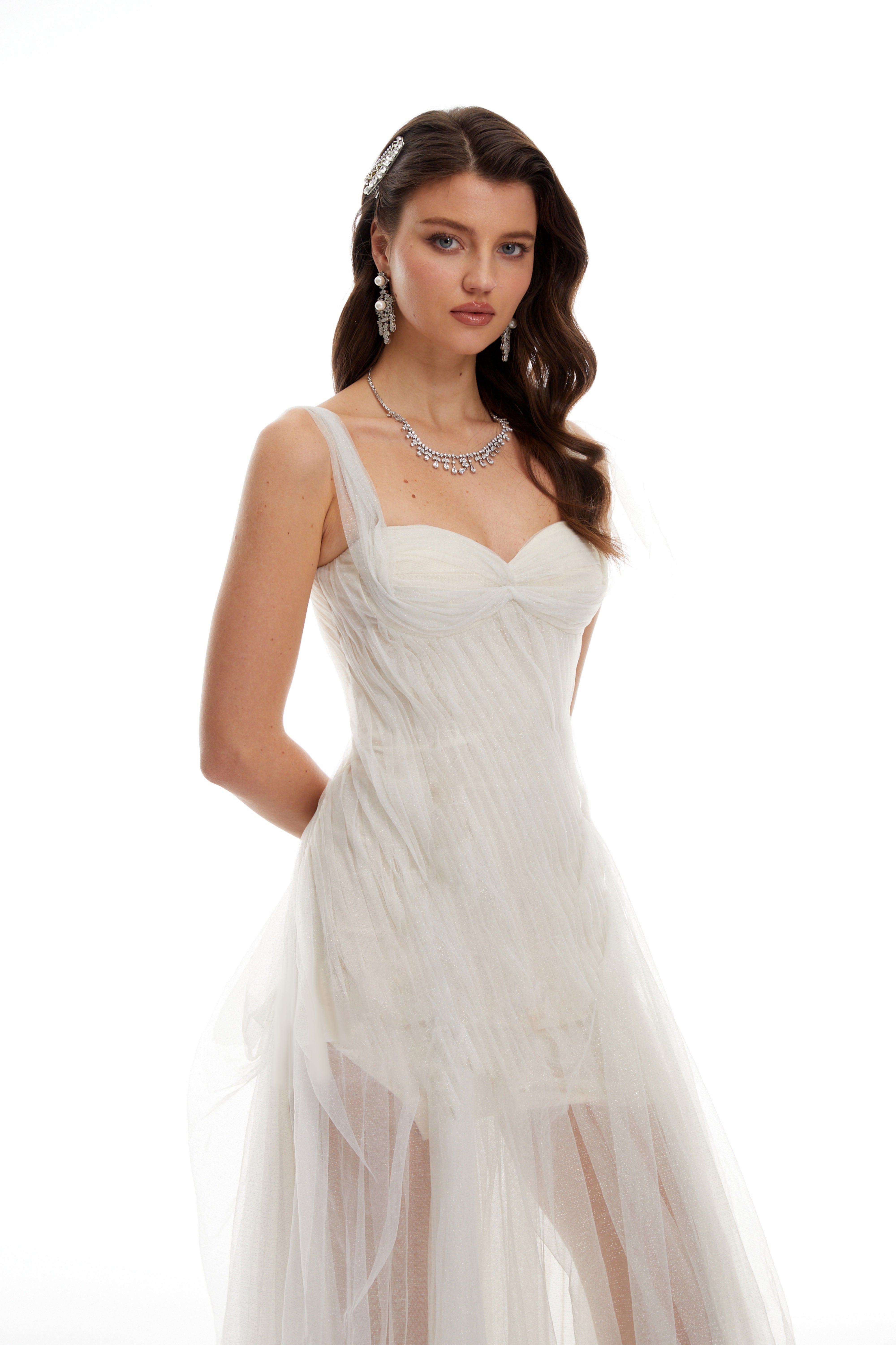Scarlett White Tulle Corset Maxi Dress (Final Sale-US Only)