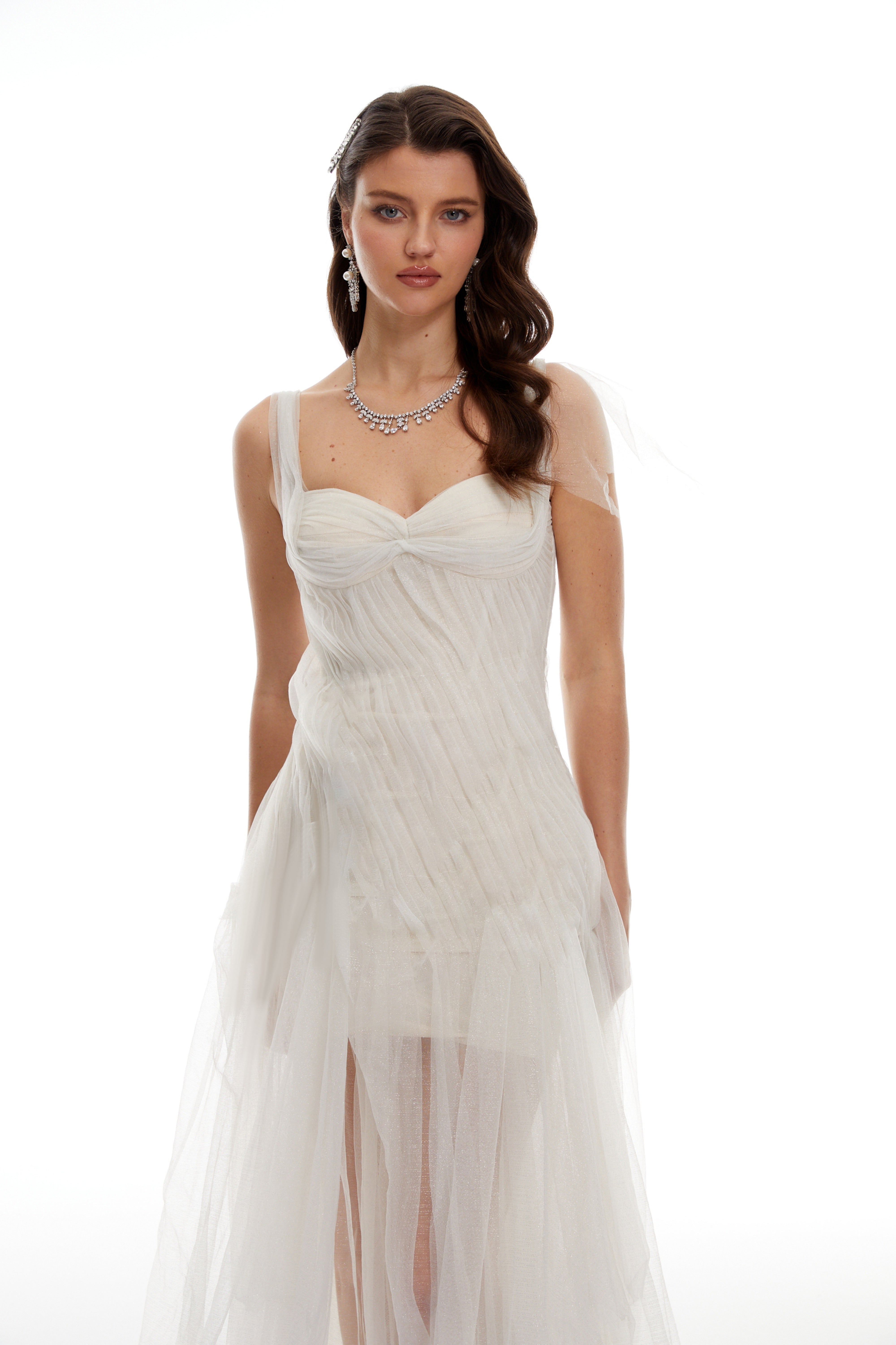 Scarlett White Tulle Corset Maxi Dress (Final Sale-US Only)