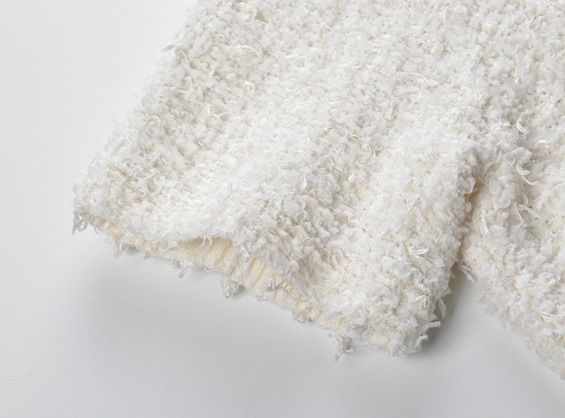 CHLOE CREAM BOUCLÉ KNIT MINI DRESS WITH CRYSTAL BUTTONS - WHITE