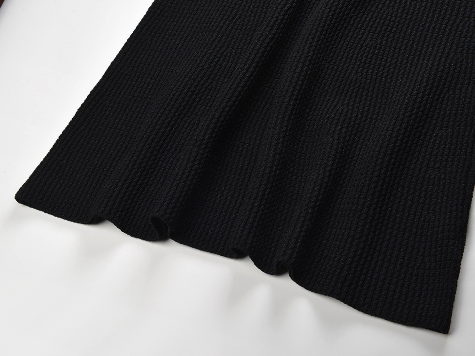 Black Pearl Trim Knit Midi Dress