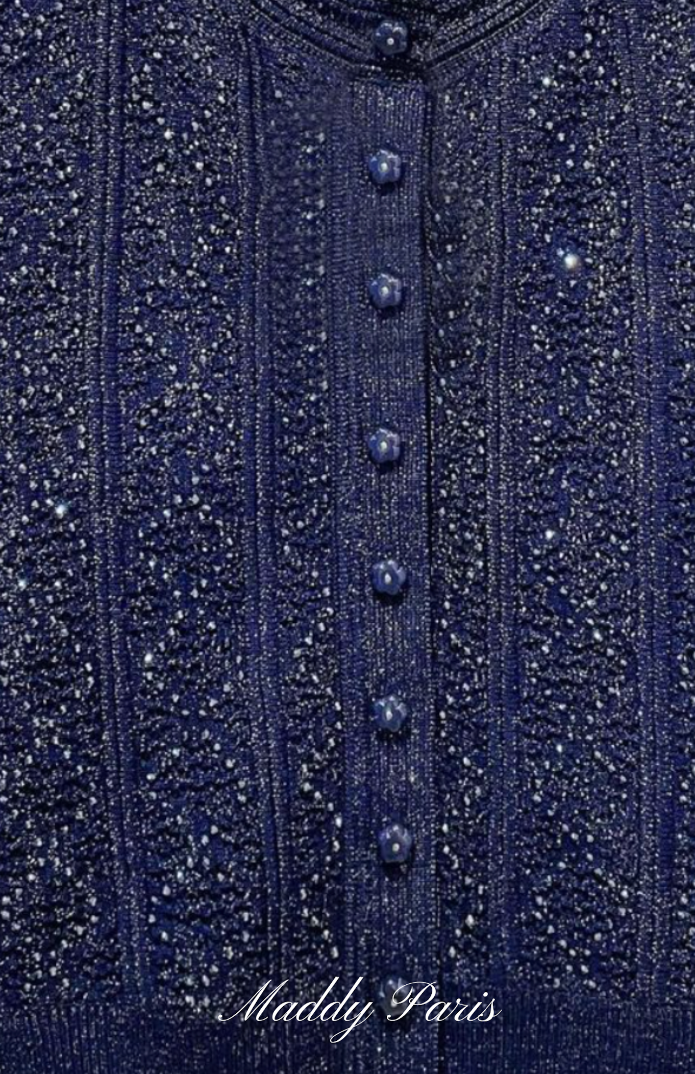 Sandro Strass Knit Cropped Cardigan & Rhinestone Knit Maxi Skirt Set - Dark Blue