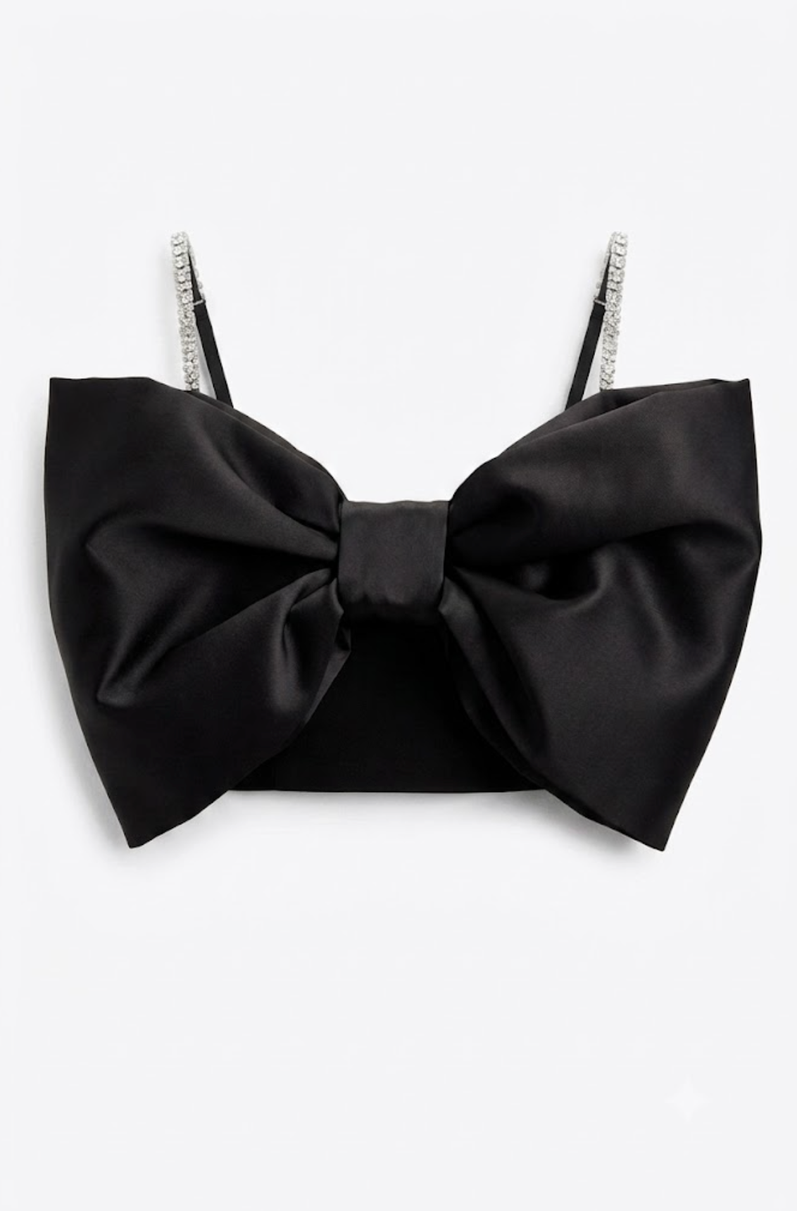 Solène bowknot scoop-back top in Black