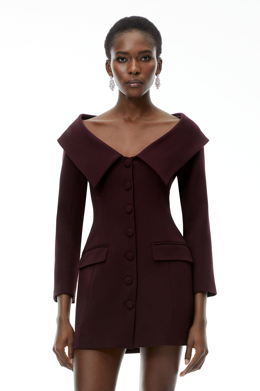 Seraphina Purple Off Shoulder Mini Dress with Lapels