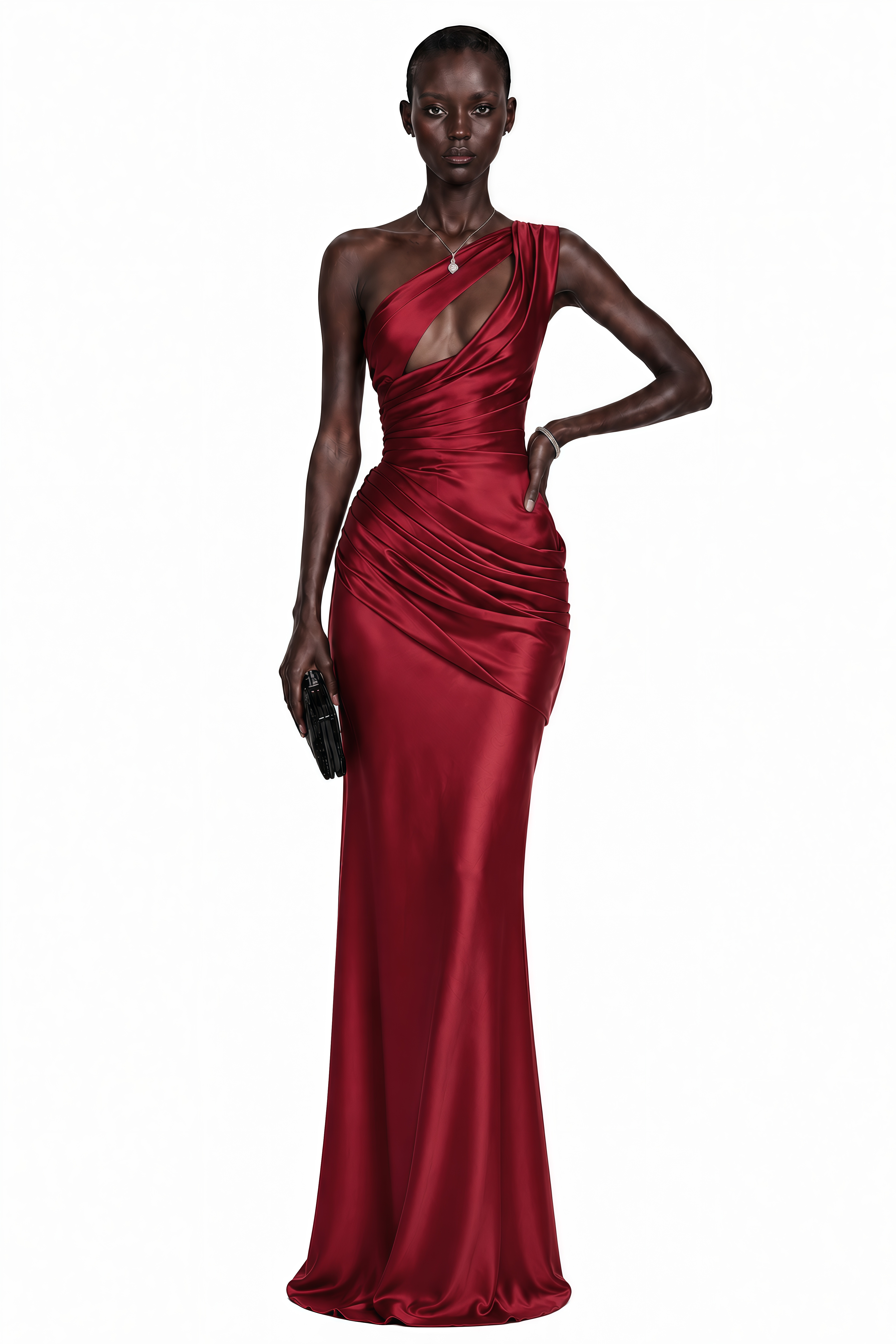Seraphina Red One Shoulder Cut-Out Maxi Dress