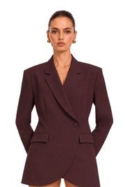Seyran Burgundy Structured Blazer Mini Dress