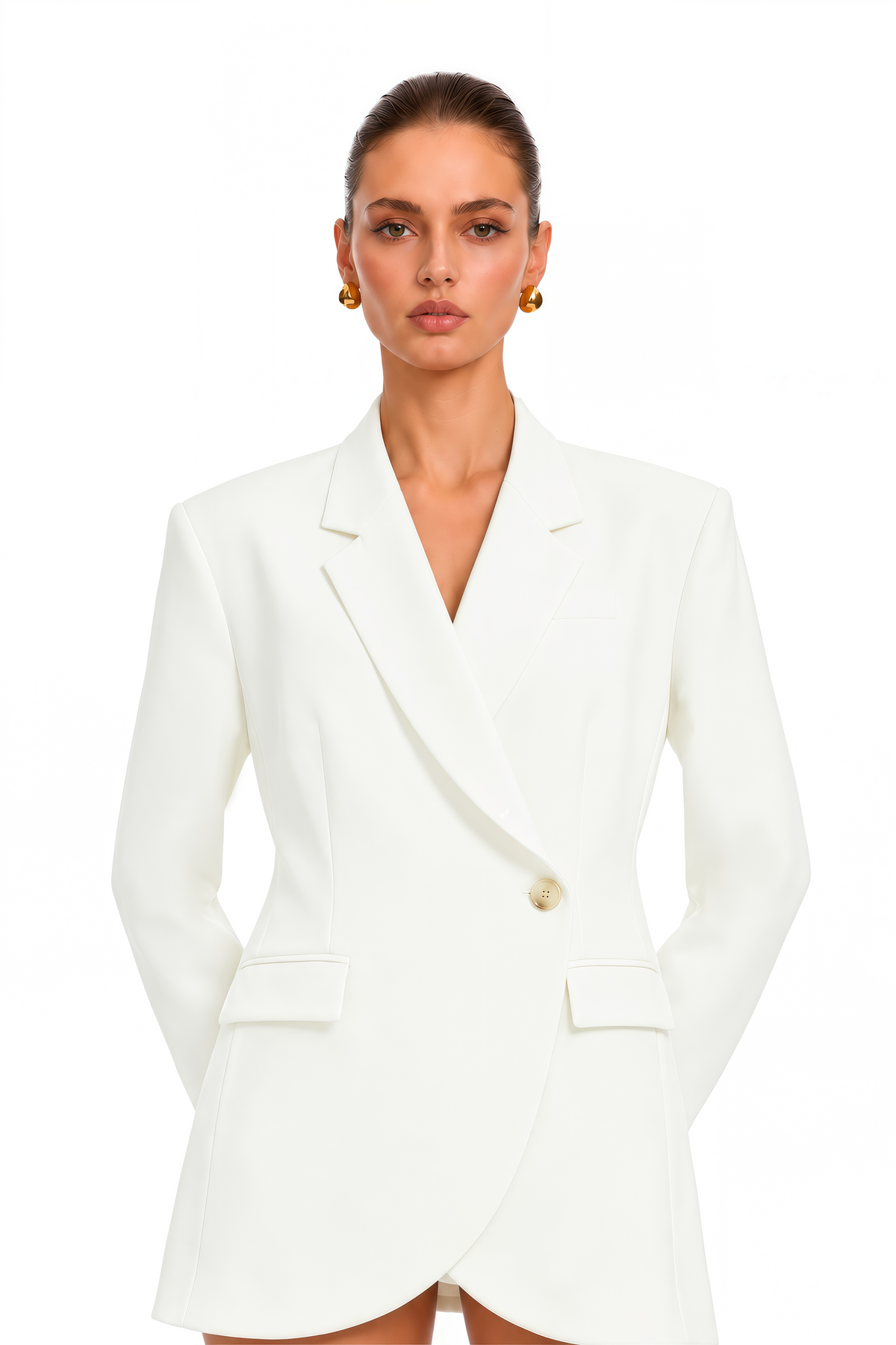 seyran white structured blazer mini dress