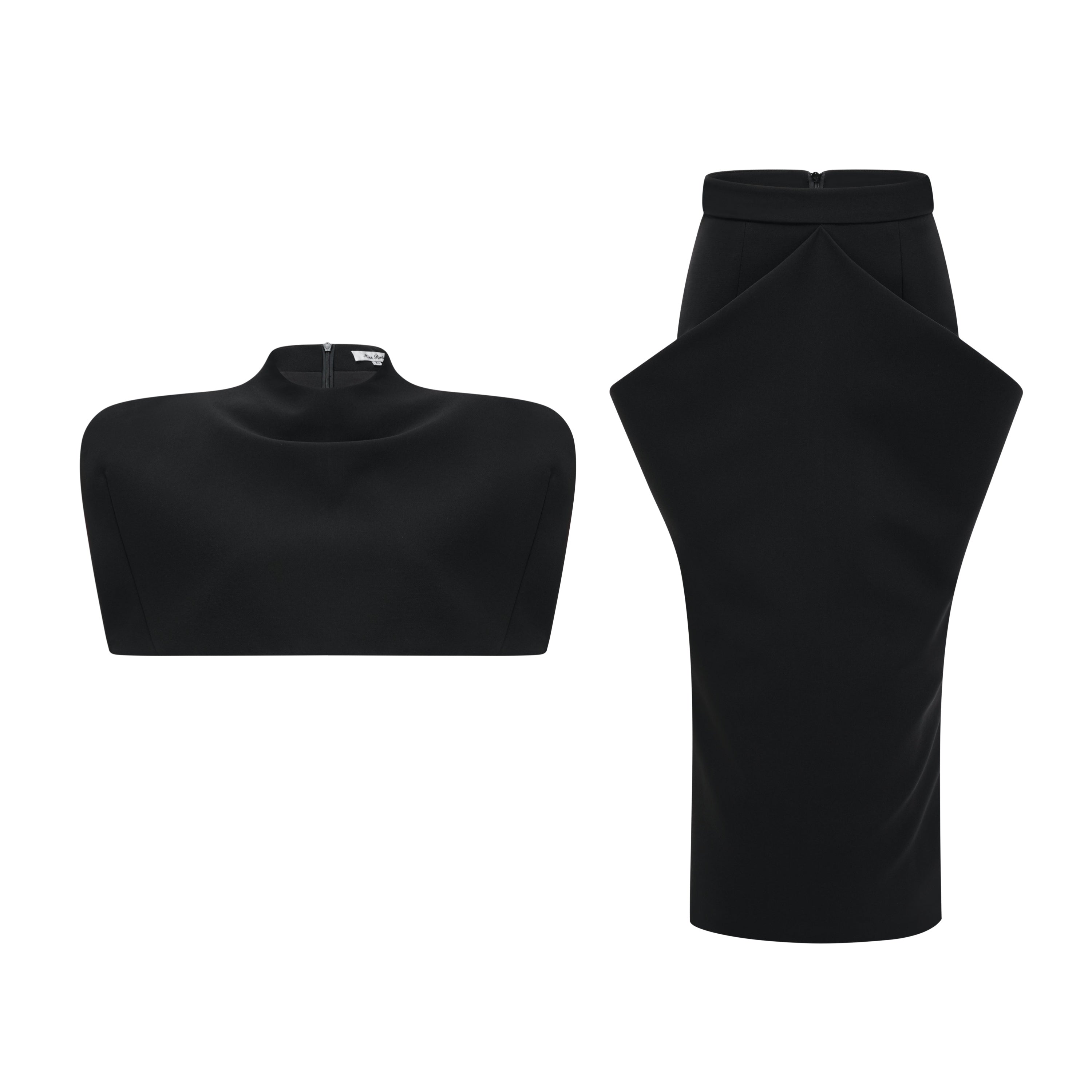 Shiva Black Structured Cape & Asymmetrical Skirt Set
