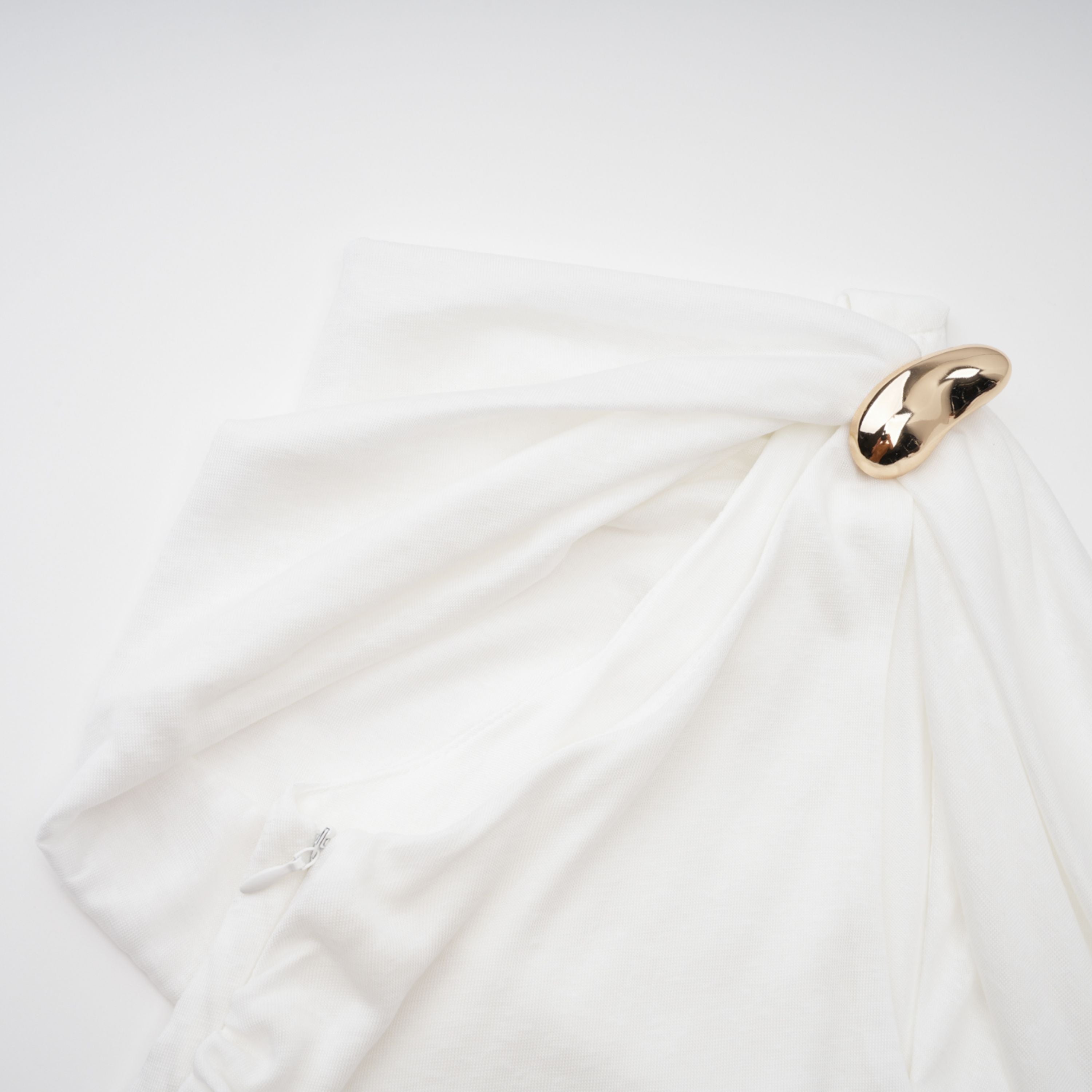 Sigrun White Asymmetrical Gathered Maxi Dress