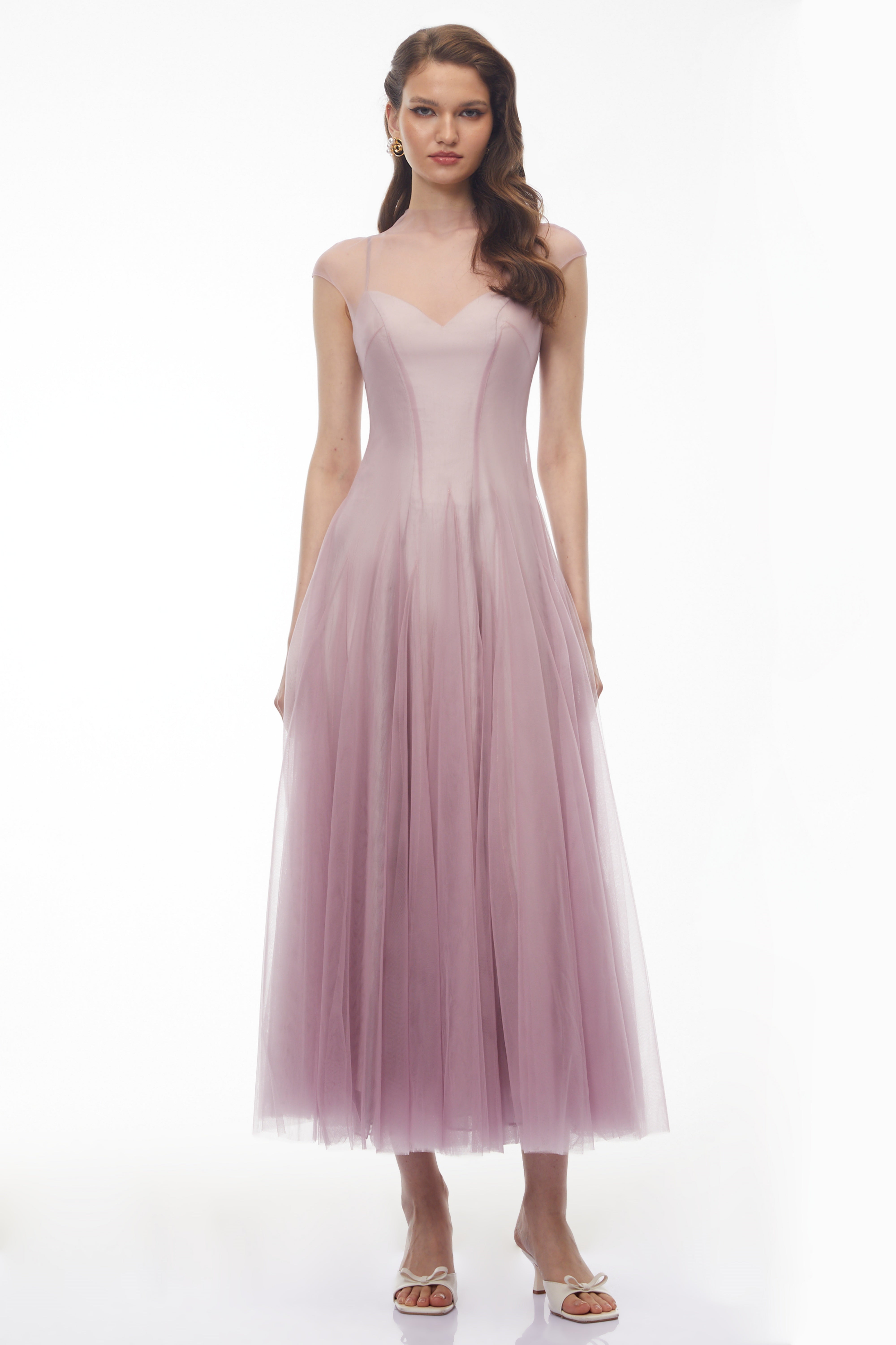 Simin Purple Semi-Sheer Tulle Maxi Dress (Final Sale)