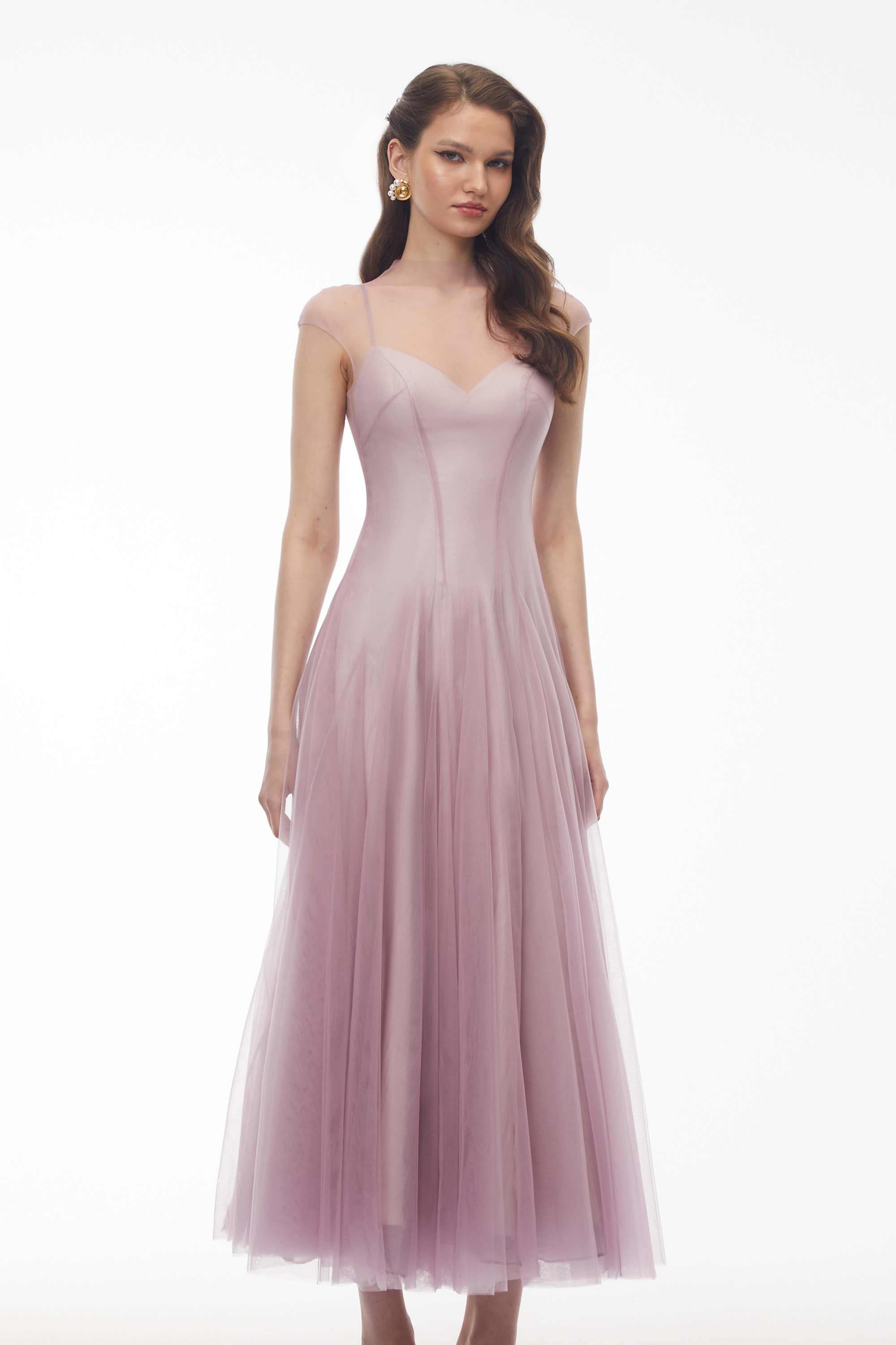 Simin Purple Semi-Sheer Tulle Maxi Dress (Final Sale)