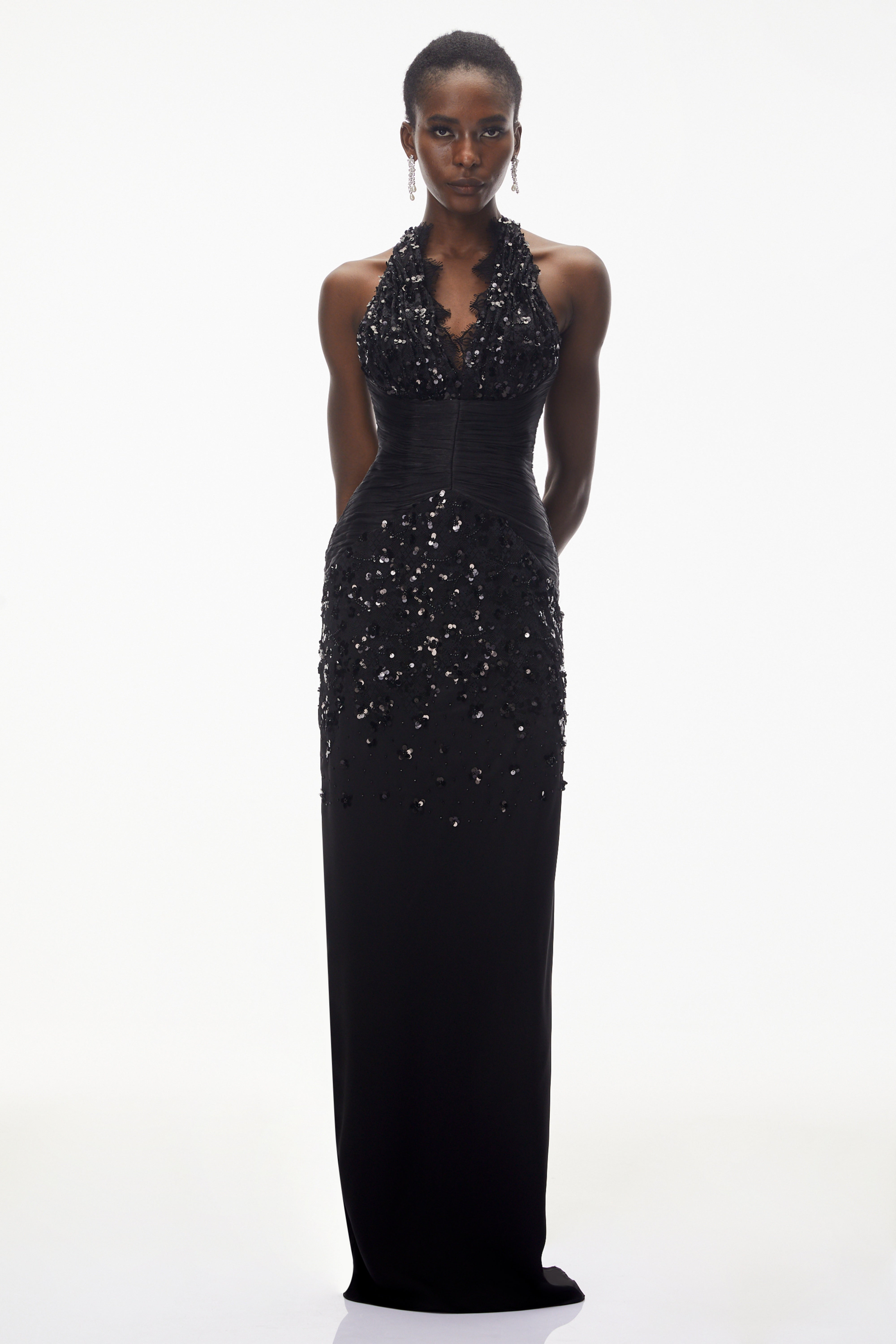 Siphokazi Black Halterneck Embellished Corset Maxi Gown (Final Sale-US Only)