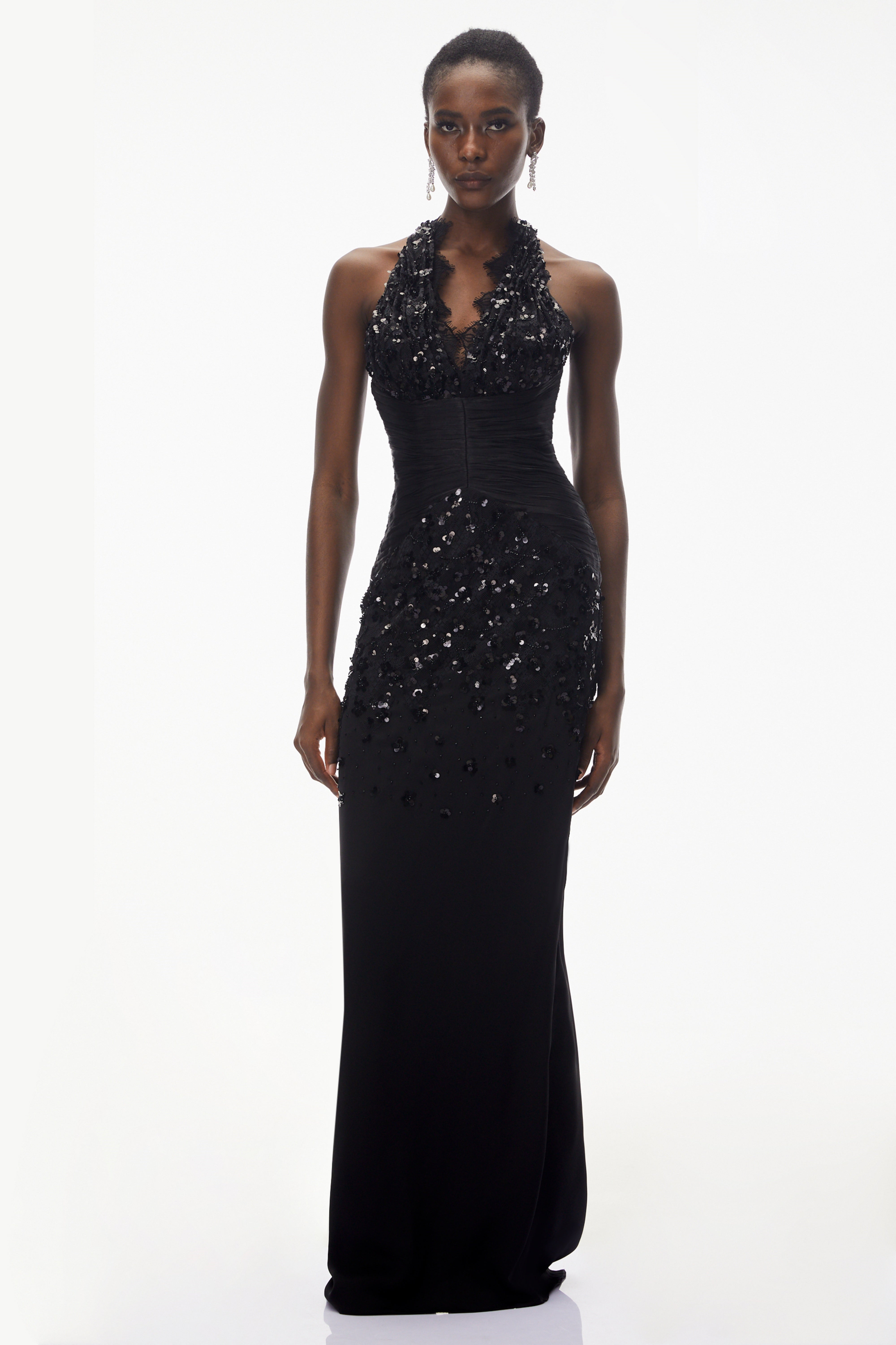 Siphokazi Black Halterneck Embellished Corset Maxi Gown (Final Sale-US Only)