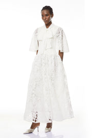 Sissel White Floral Lace Maxi Dress with Self-Tie